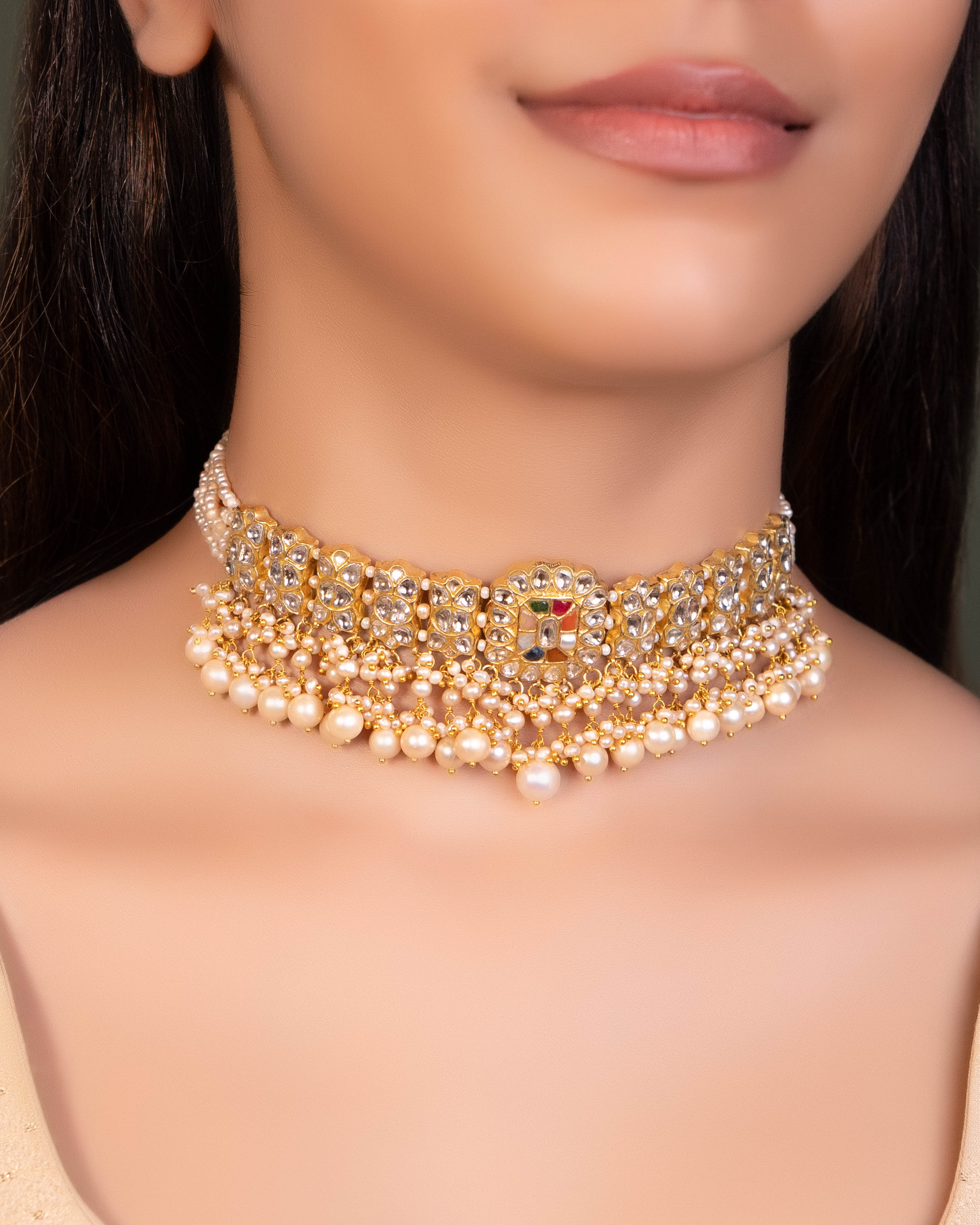 Vithika Choker And Fareen Tops Polki Set