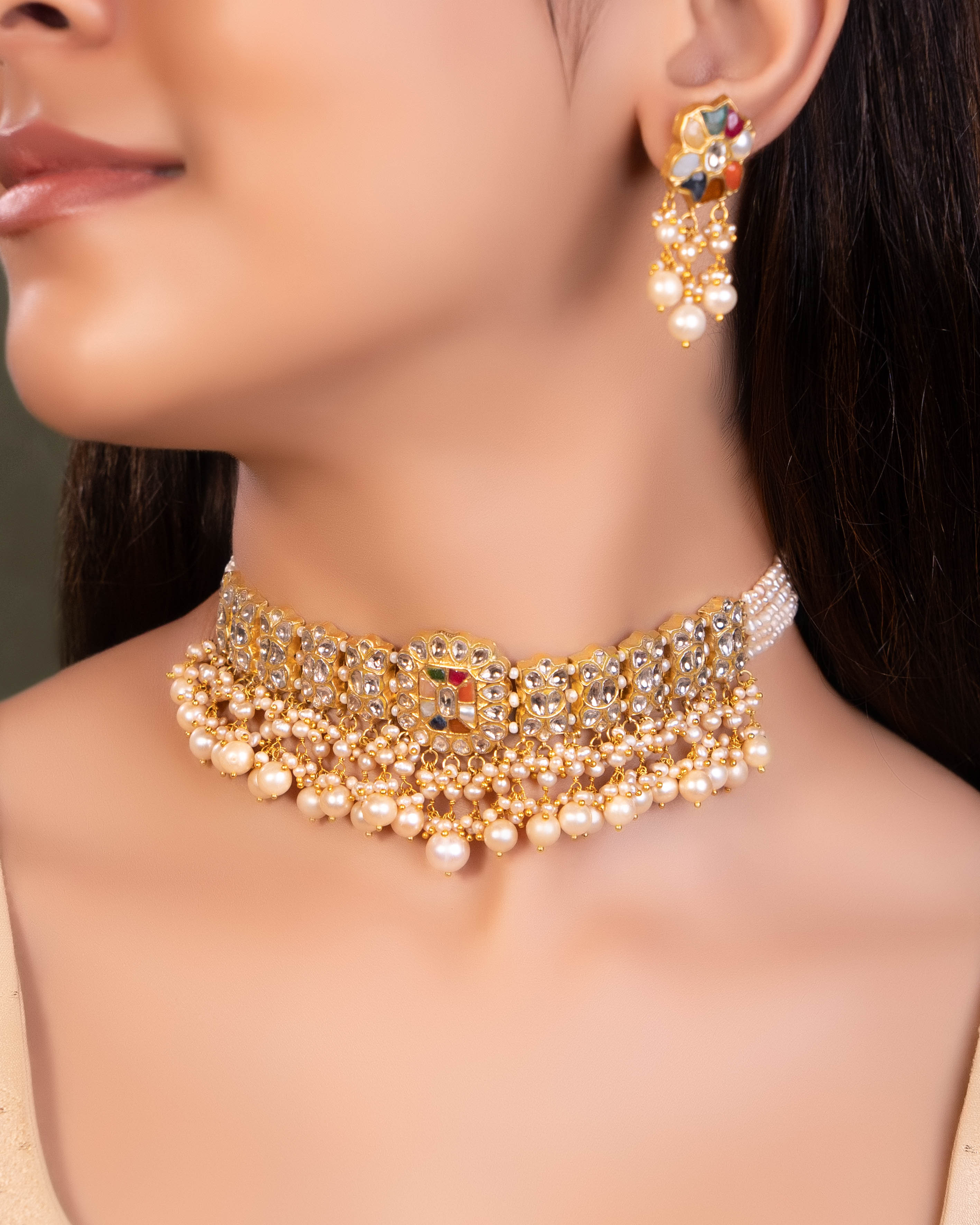 Vithika Choker And Fareen Tops Polki Set