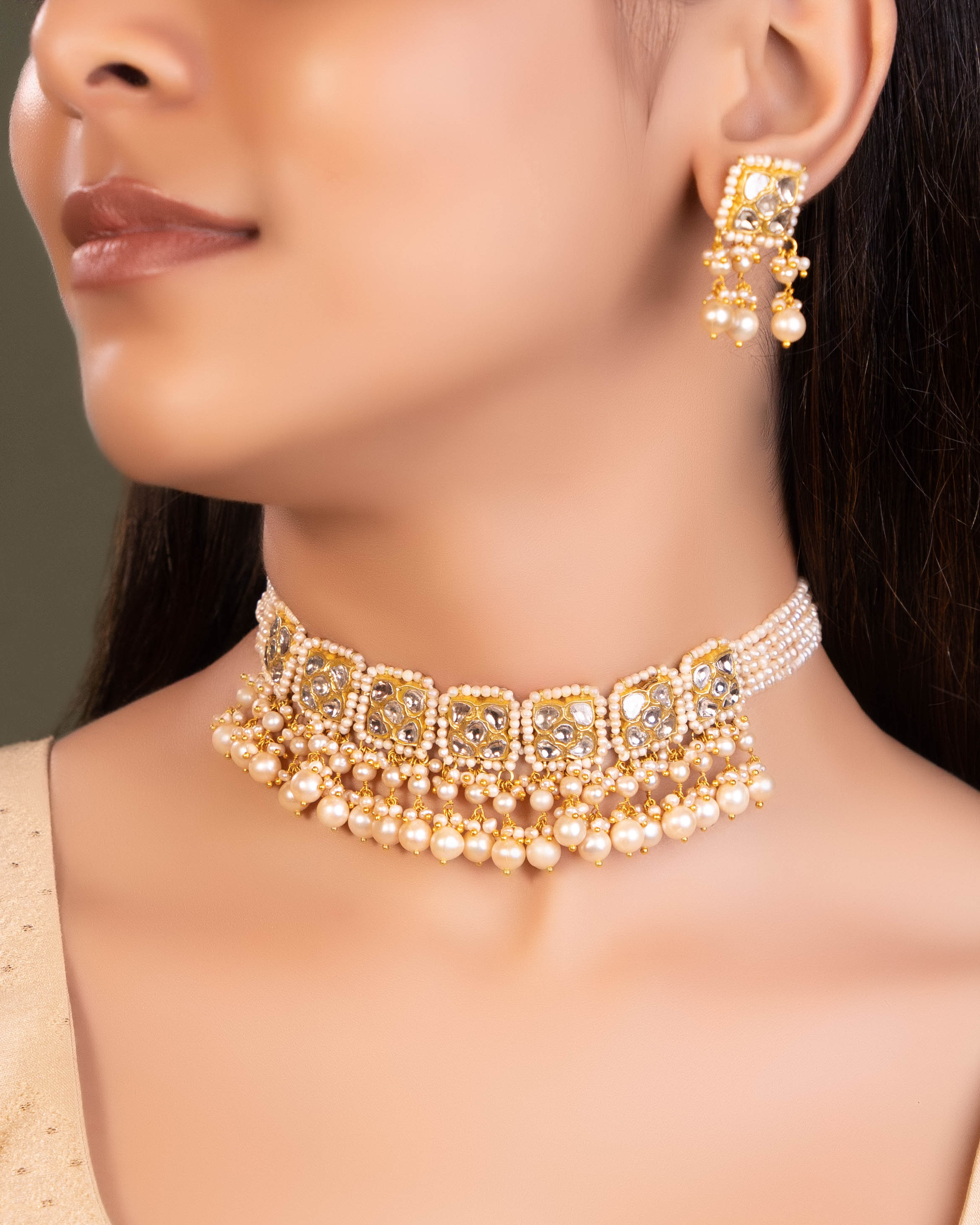 Tanusha Choker And Seema Tops Polki Set