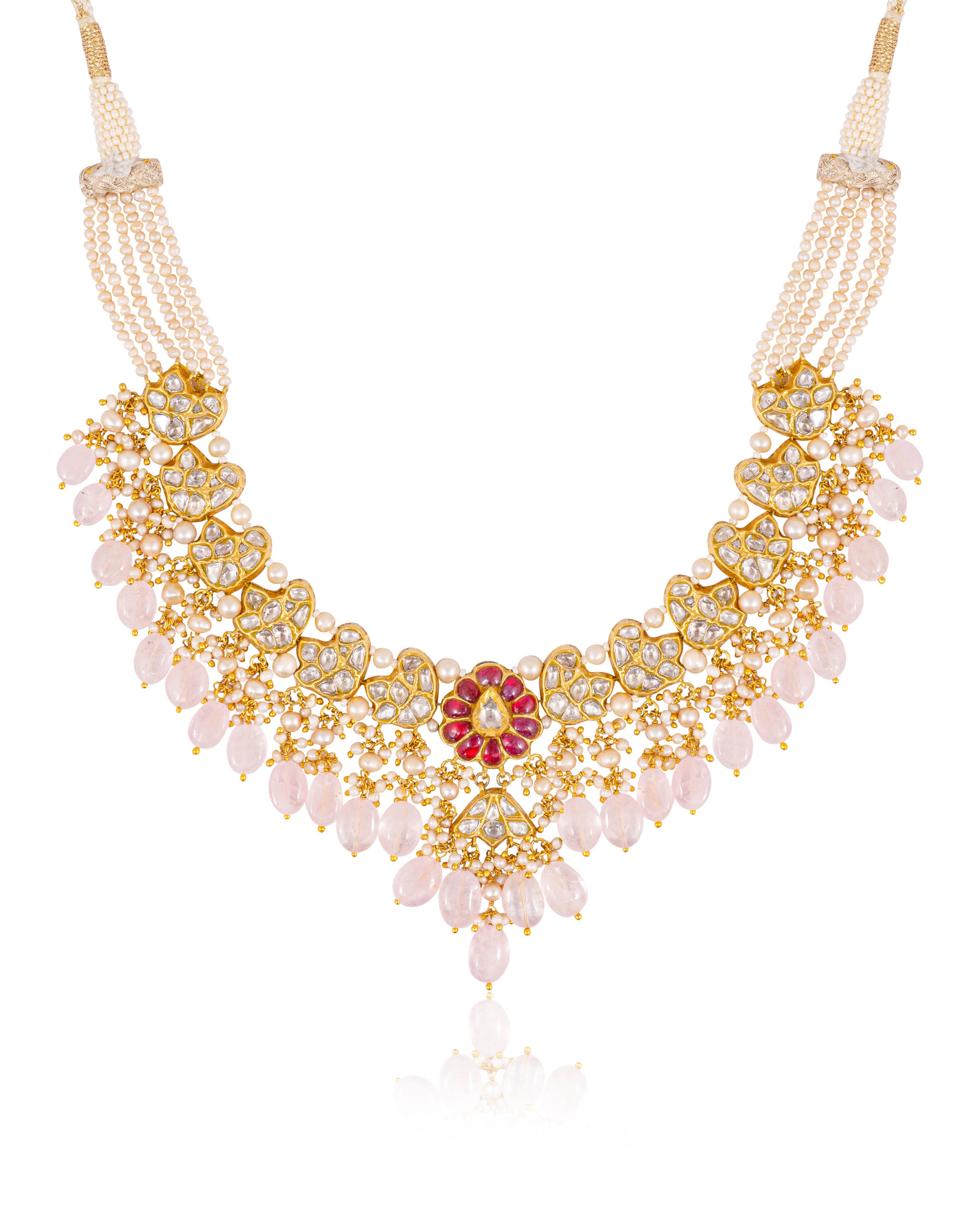 Niyati Necklace And Nitu Long Earrings Polki Set