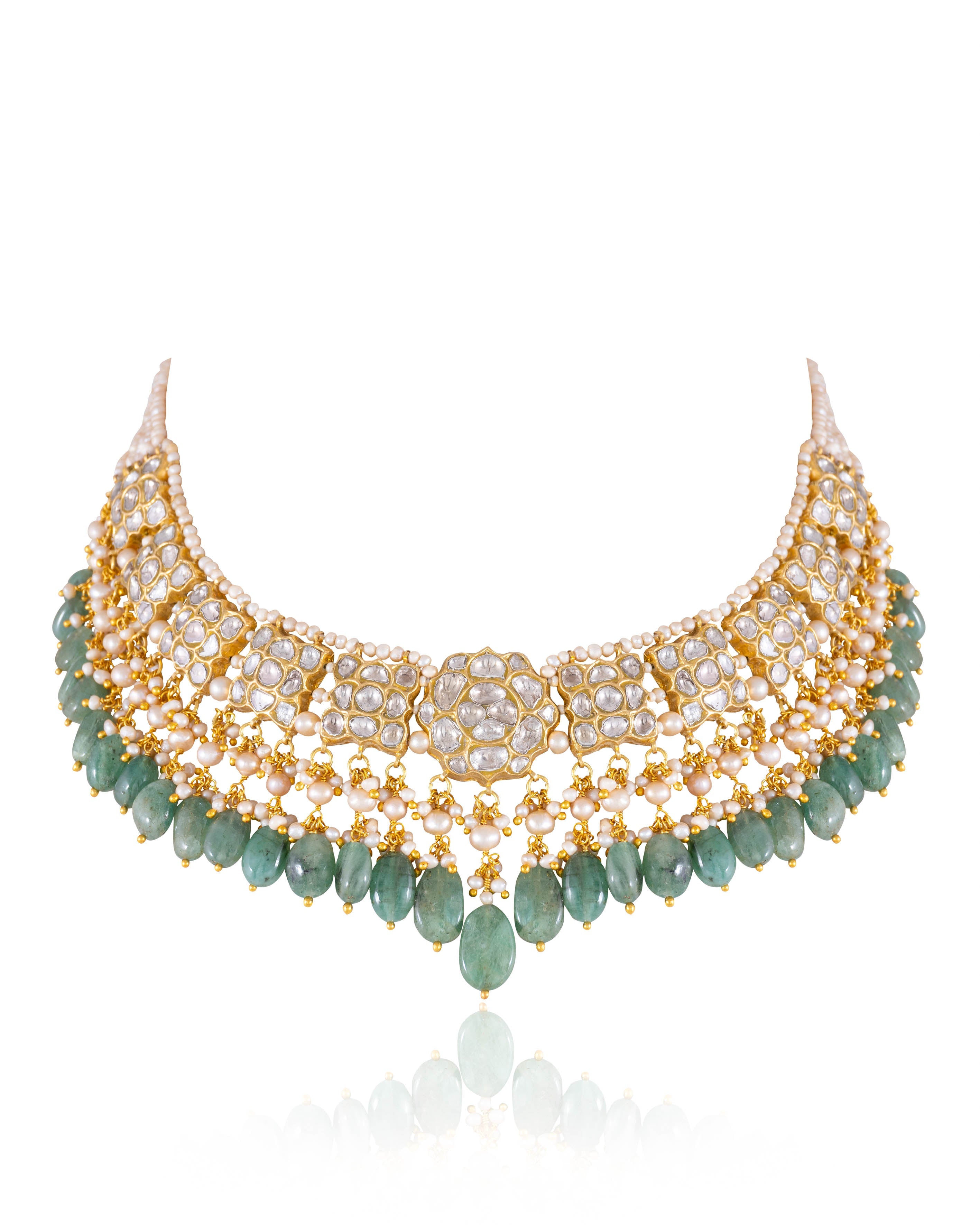 Simone Necklace And Kinza Tops Polki Set