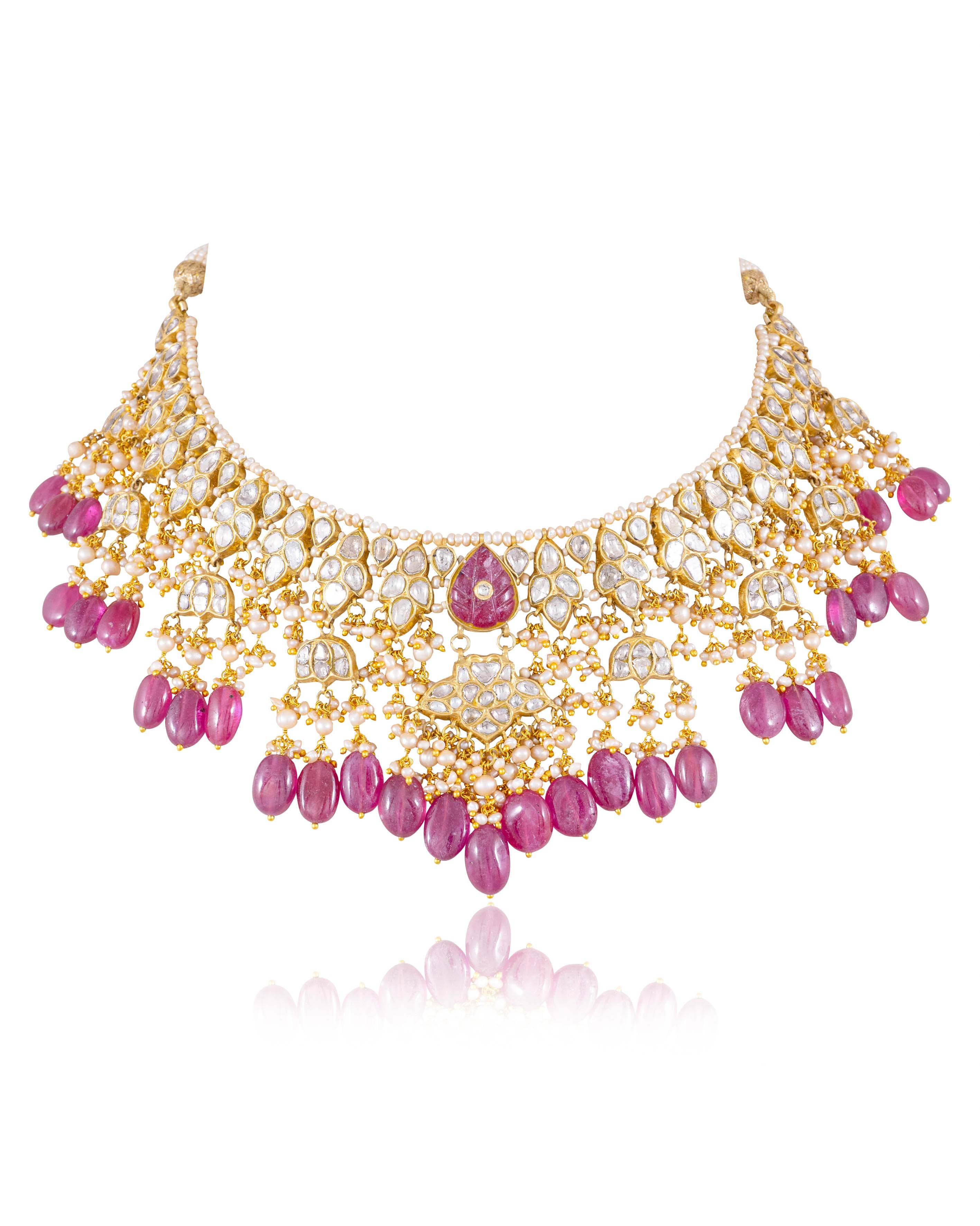 Aanam Necklace And Rekha Chandbalis Polki Set