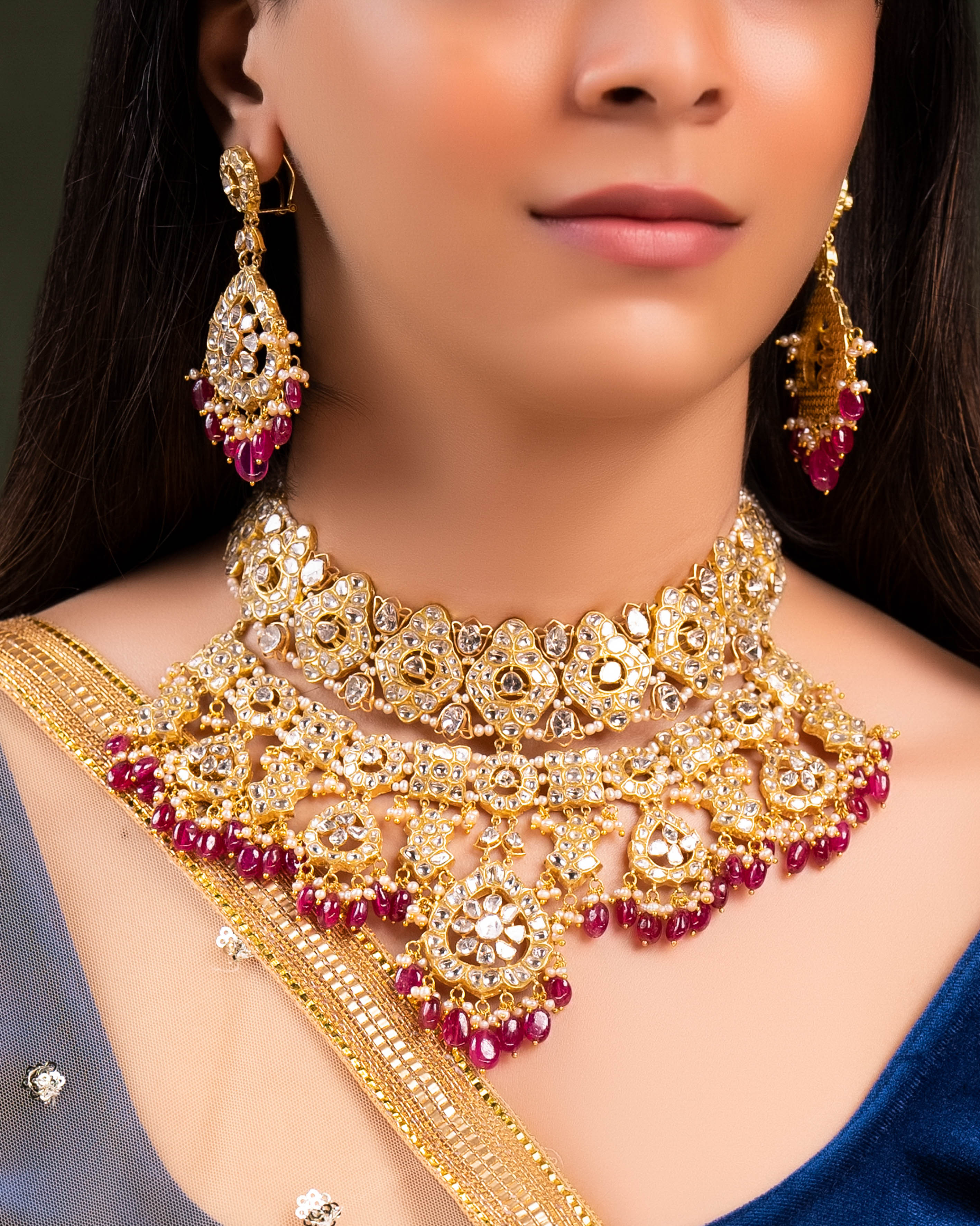 Sanchi Polki Long Earrings