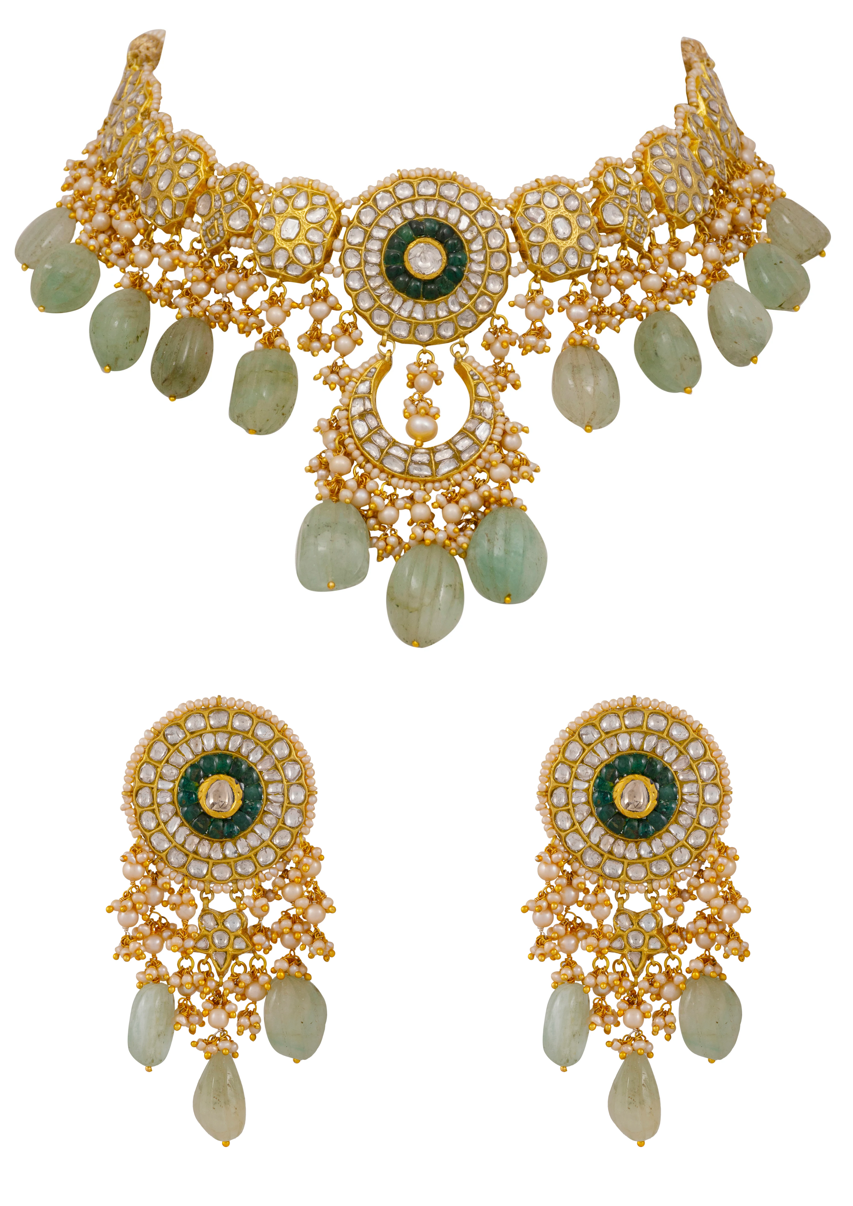 Musha Necklace and Vasanti Earrings Polki Set