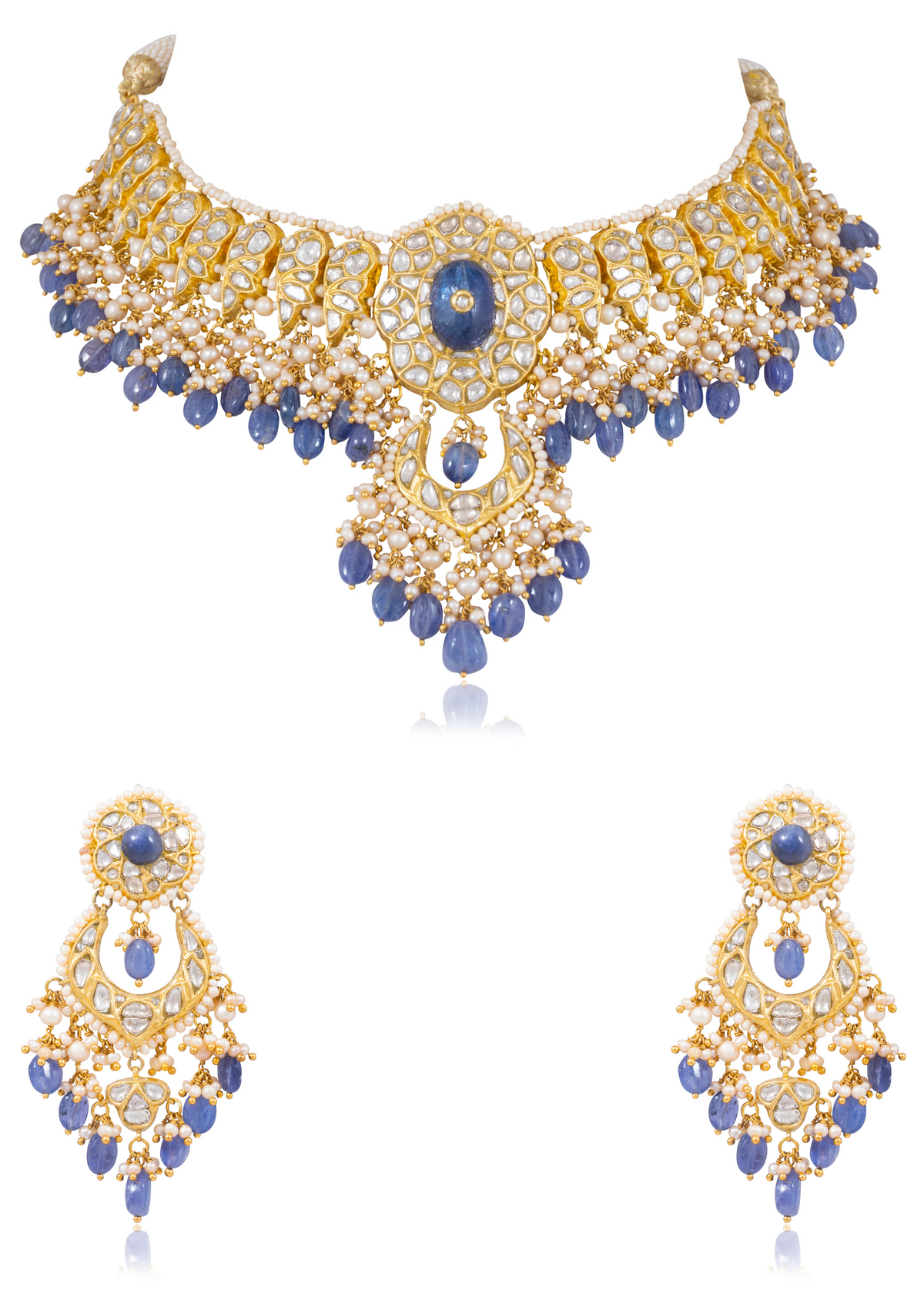 Vedantu Necklace and Lakshi Chandbalis Polki Set