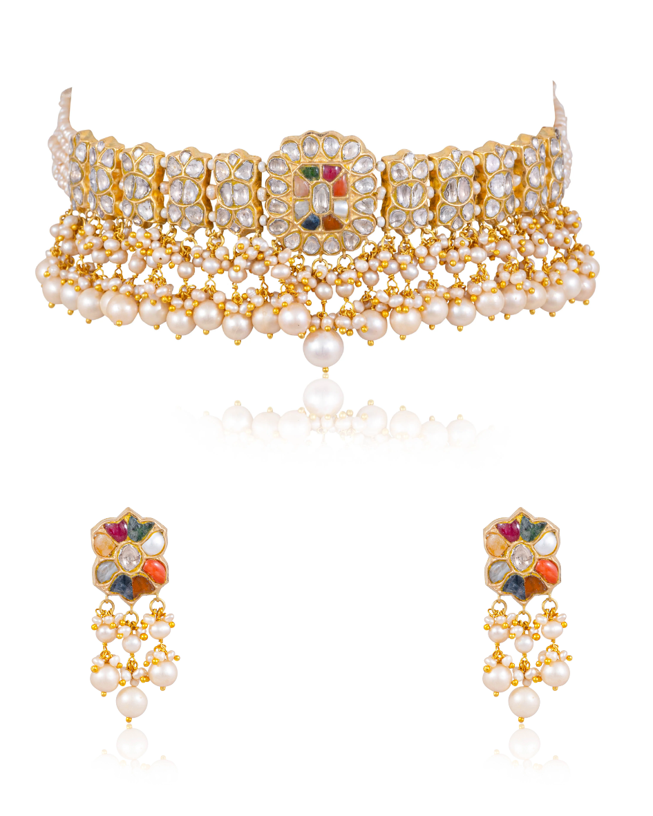 Vithika Choker And Fareen Tops Polki Set