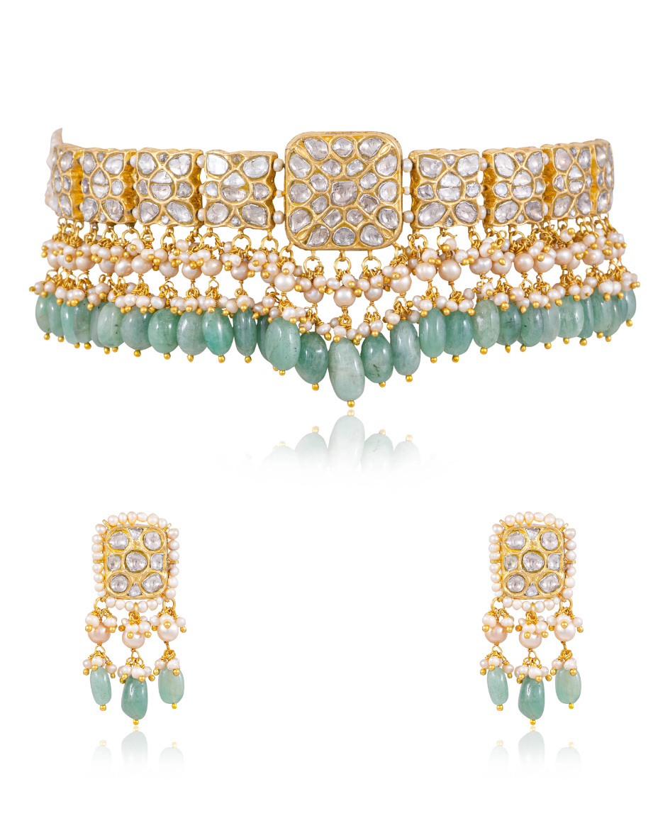 Naimi Choker And Adi Tops Polki Set