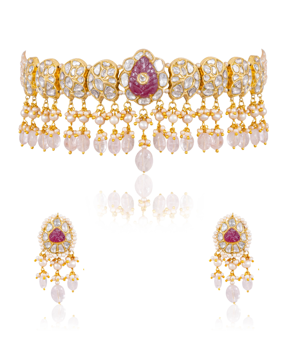 Kriya Choker And Manasvi Tops Polki Set