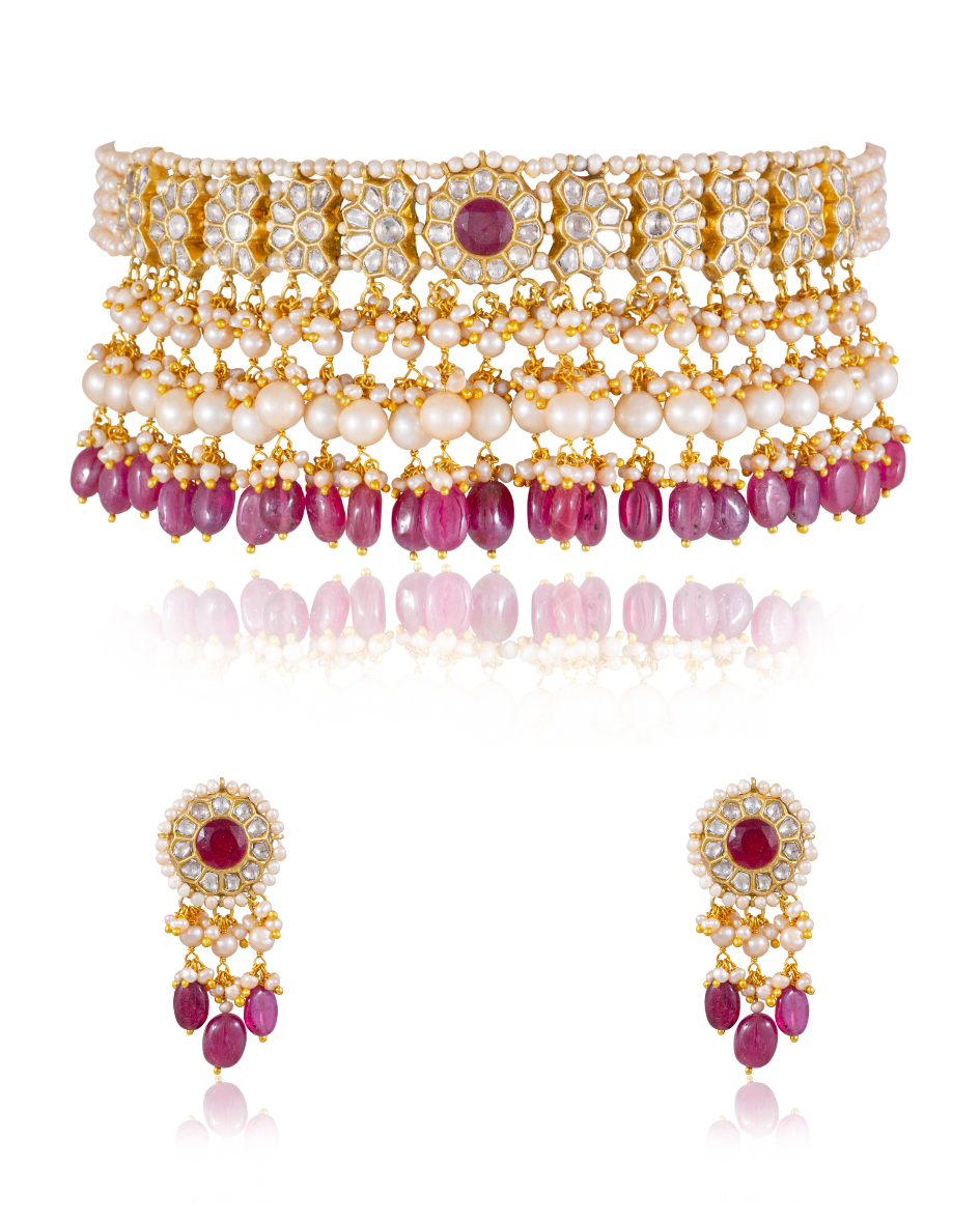 Roshni Choker And Kavita Tops Polki Set