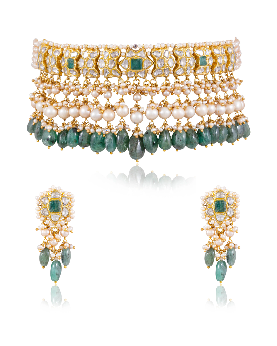 Faalguni Choker And Aakriti Tops Polki Set