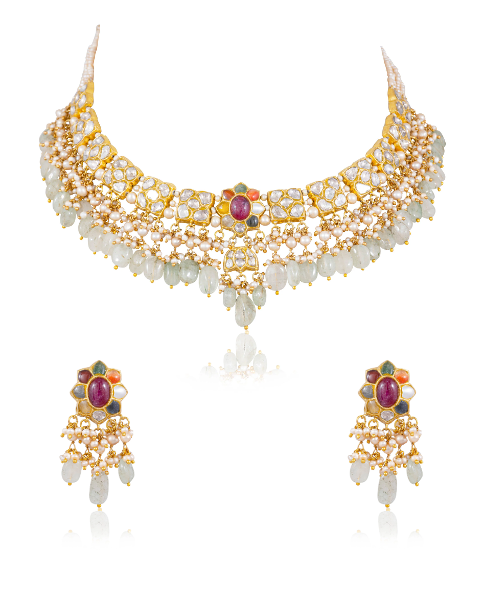 Zeeshani Necklace And Mehek Tops Polki Set