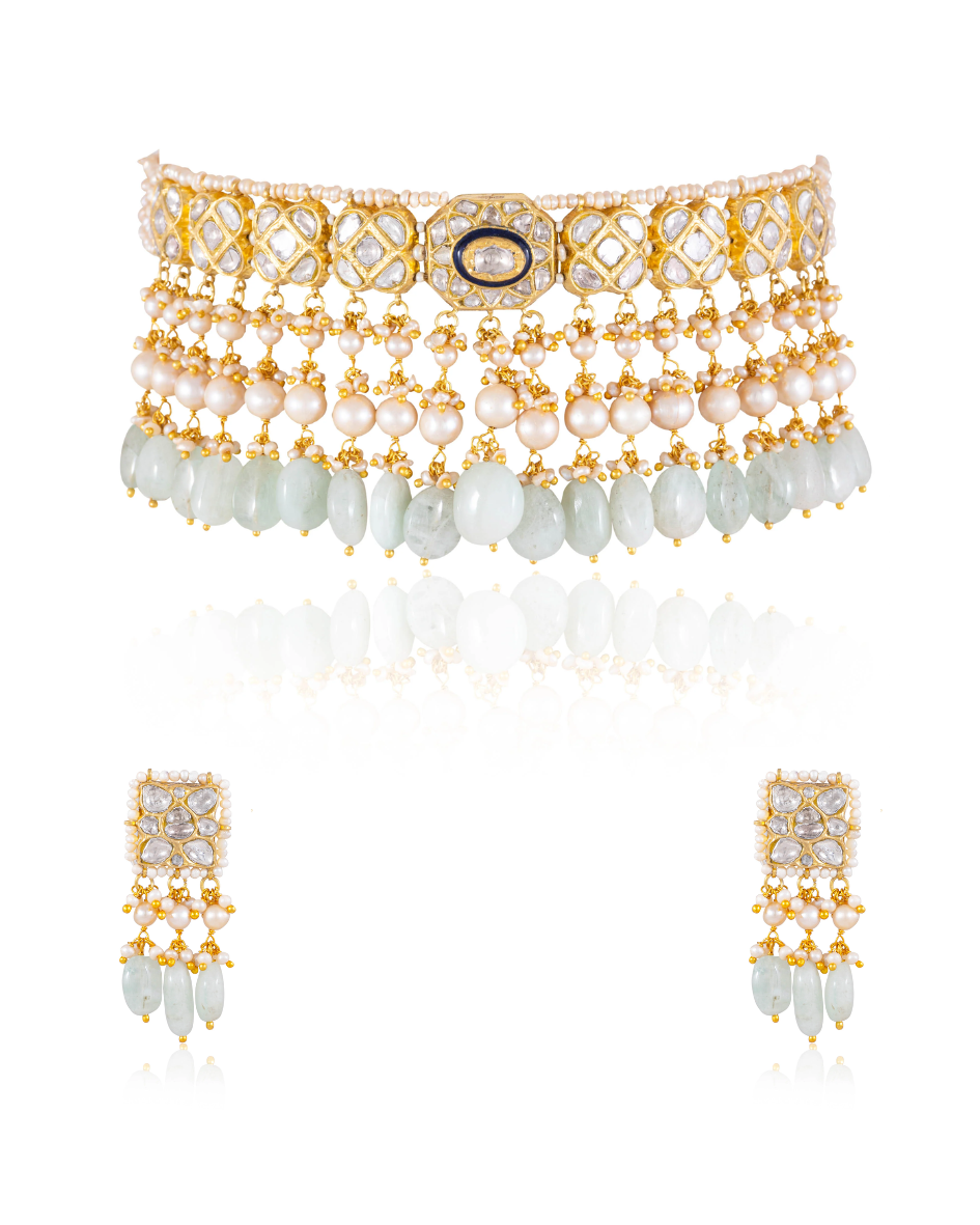 Sharvni Choker And Johanna Tops Polki Set