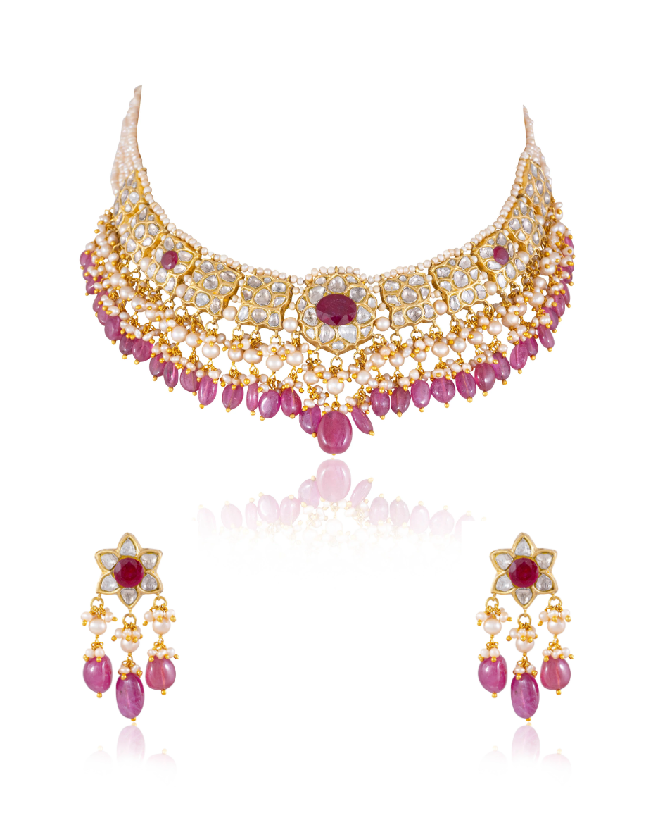 Metanshi Necklace And Metali Tops Polki Set