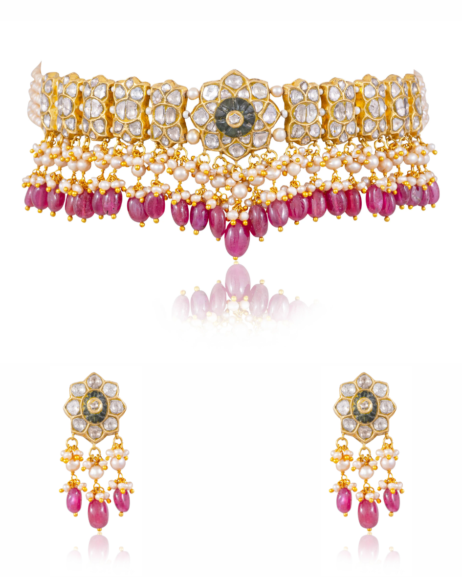 Racheal Choker And Malvika Tops Polki Set