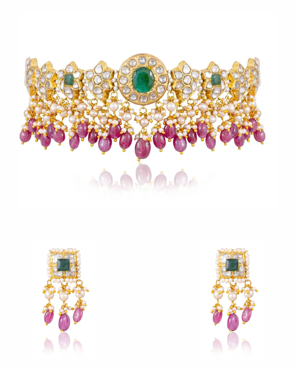 Bhakti Choker And Javeriya Tops Polki Set