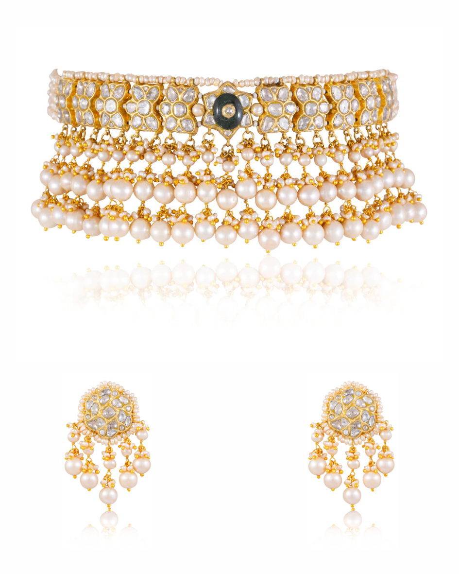 Ariba Choker And Ishita Tops Polki Set