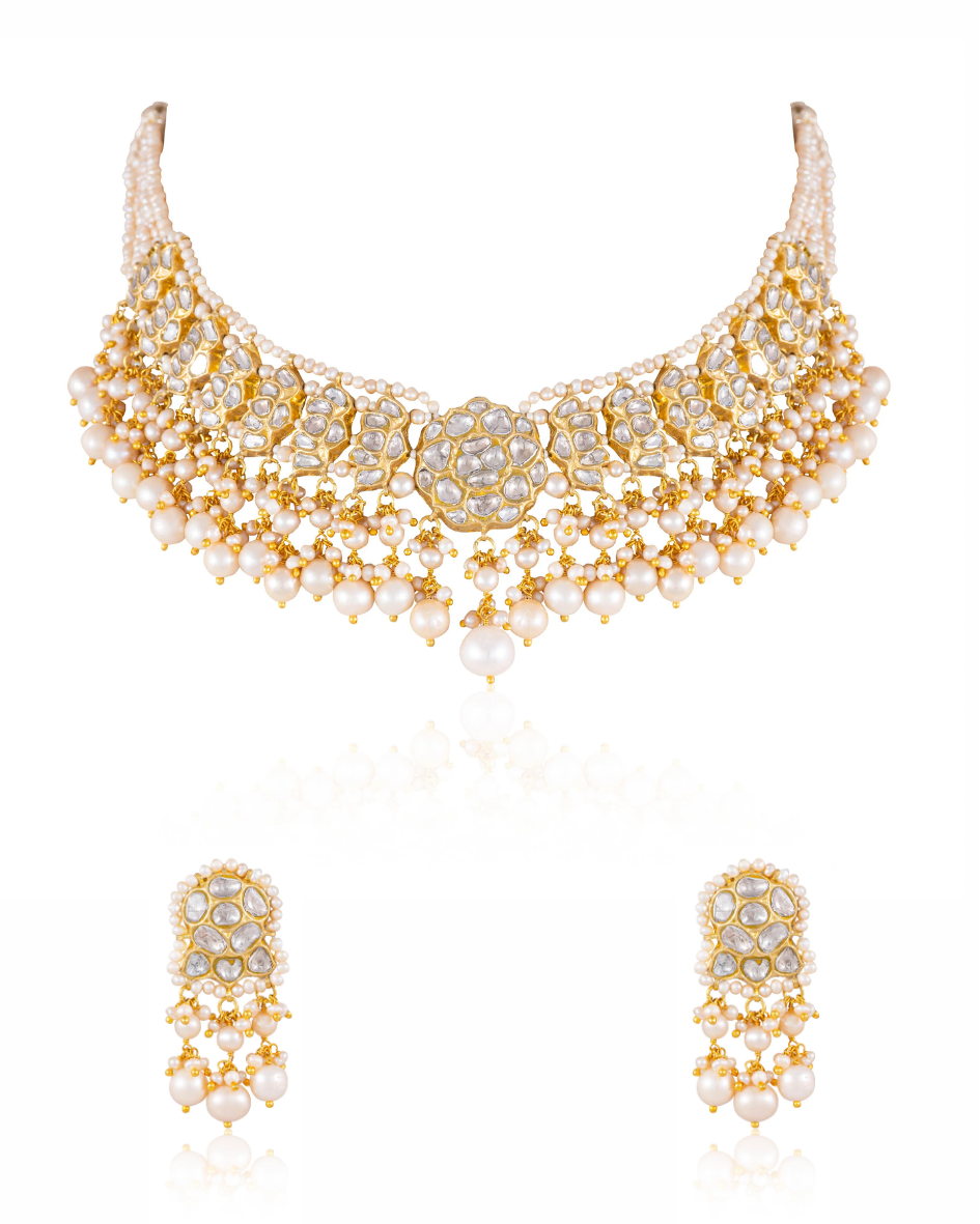 Aditi Necklace And Sonam Tops Polki Set