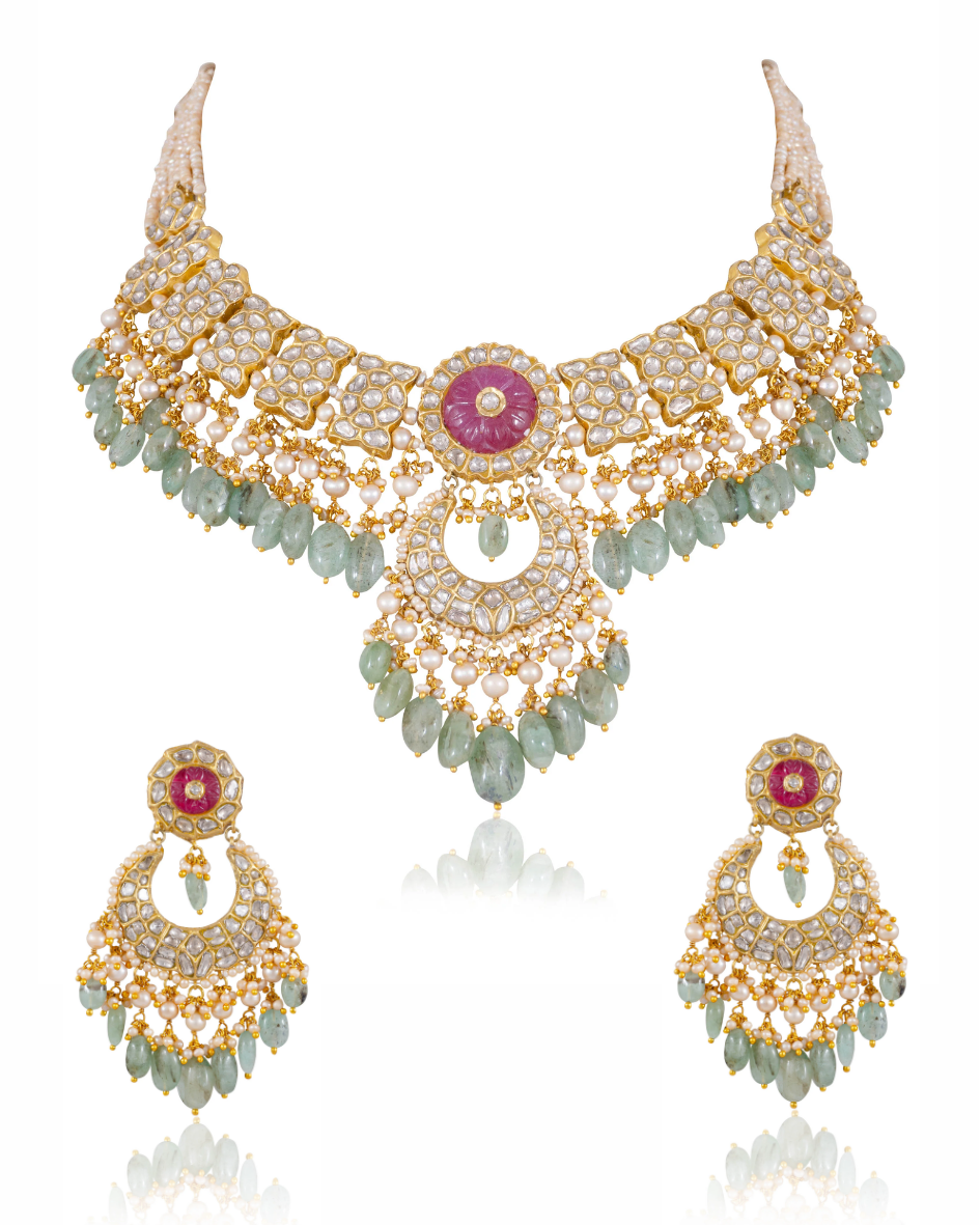 Jyoti Necklace And Amishi Chandbalis Polki Set