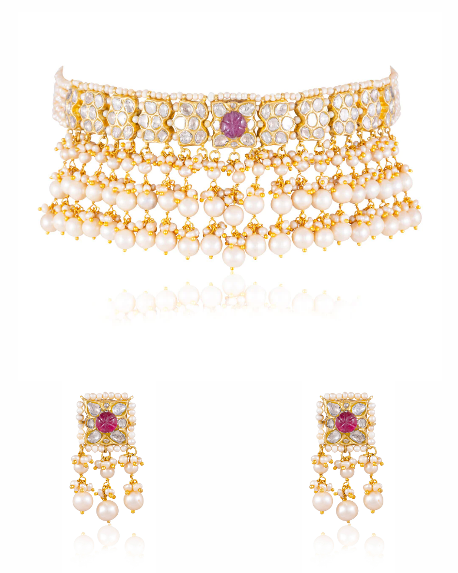 Sandya Choker And Juhii Tops Polki Set