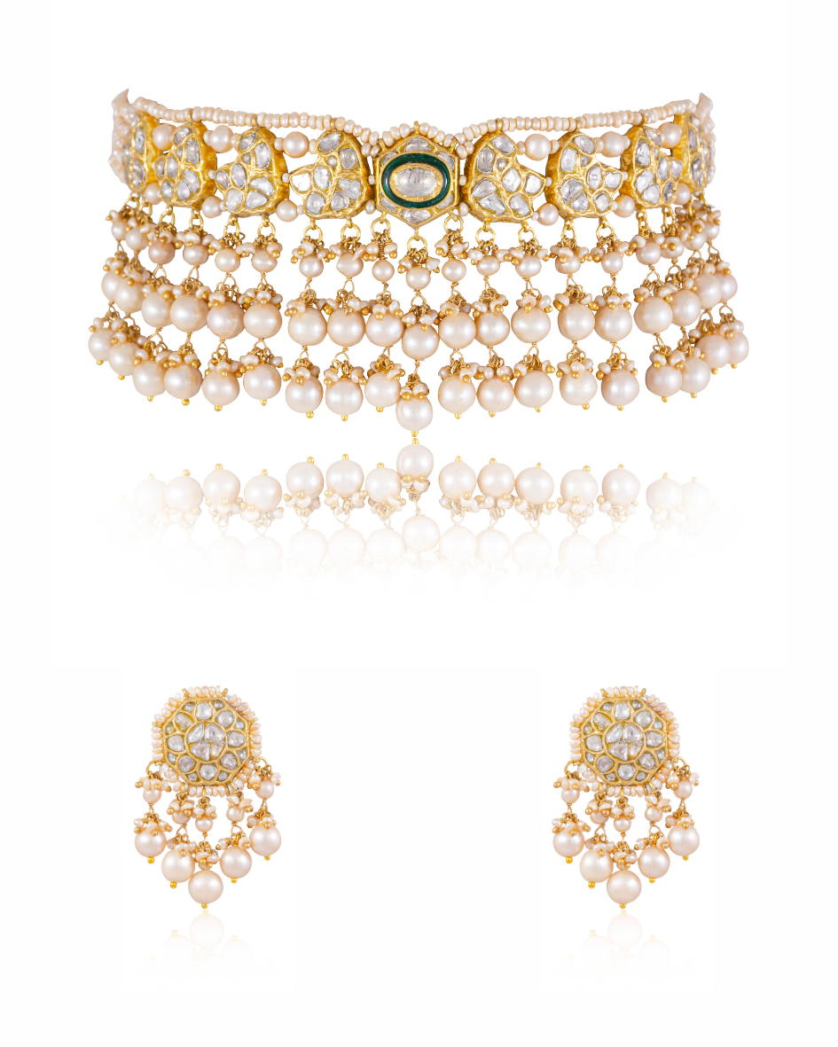 Diya Choker And Hasfa Tops Polki Set