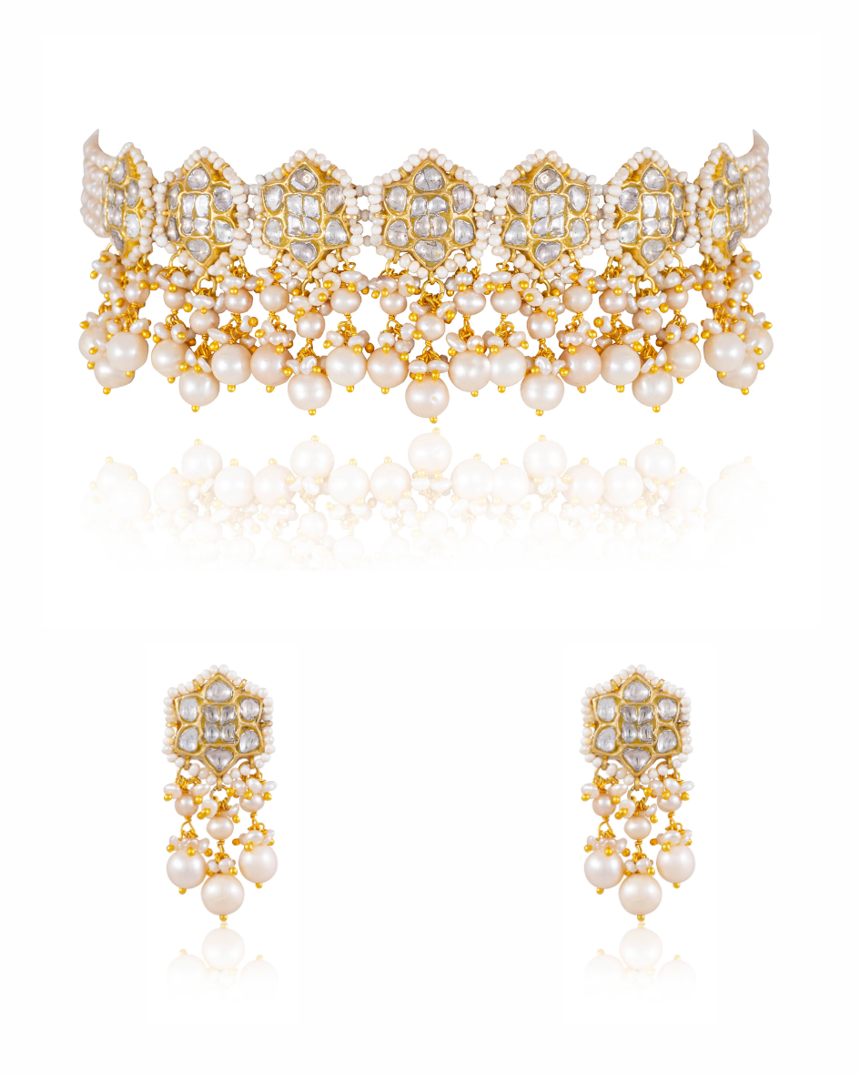 Burna Choker And Benafsa Tops Polki Set