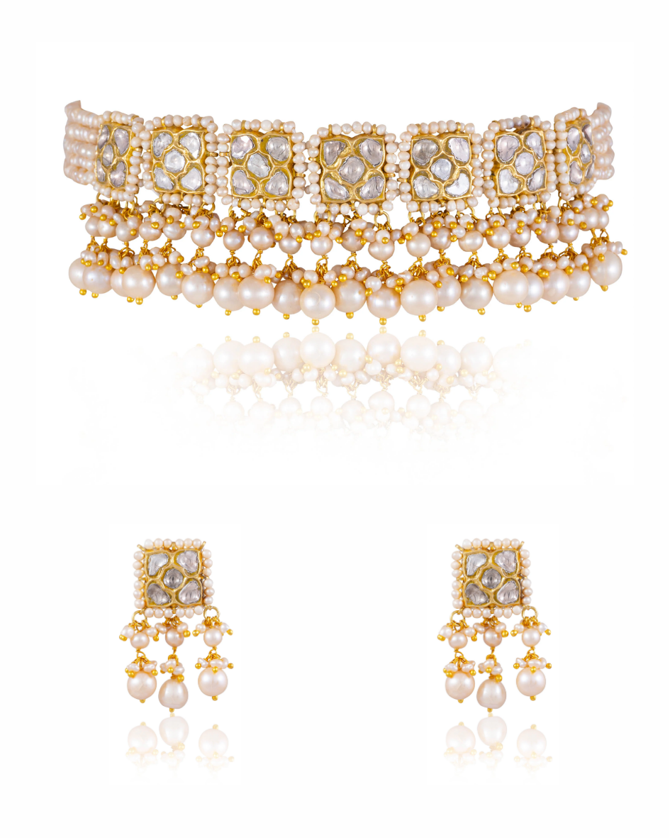 Tanusha Choker And Seema Tops Polki Set