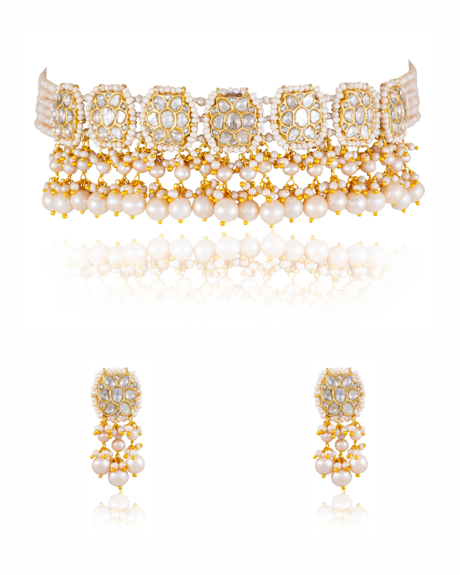 Tanisha Choker And Rukshar Tops Polki Set