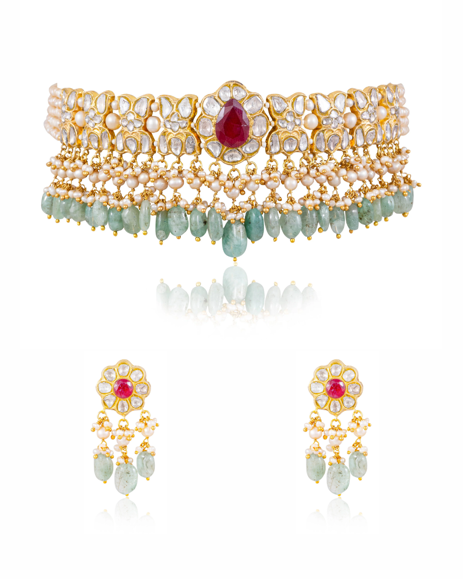 Sejal Choker And Aarohi Tops Polki Set