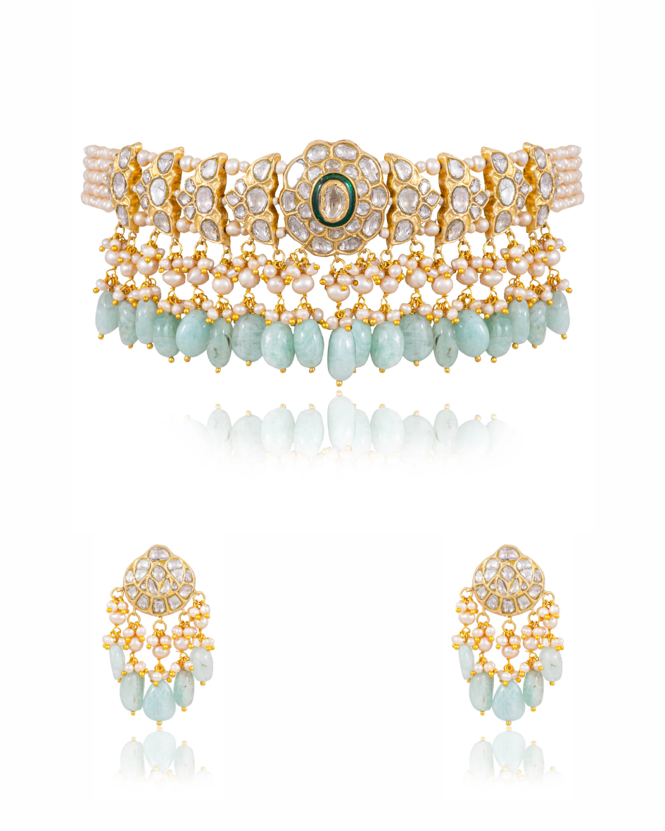 Sonakshi Choker And Rakhii Tops Polki Set