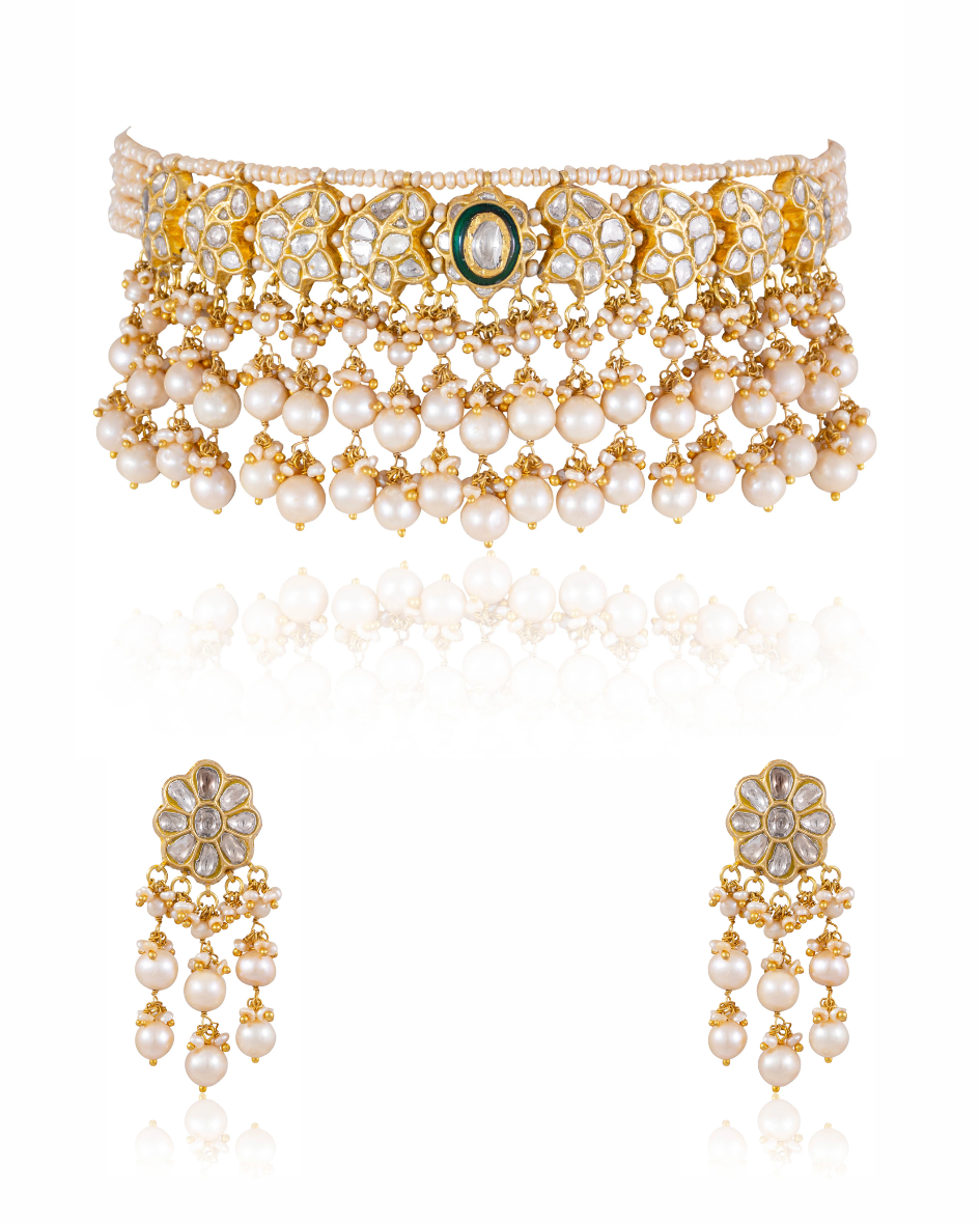 Vaishali Choker And Sabina Tops Polki Set