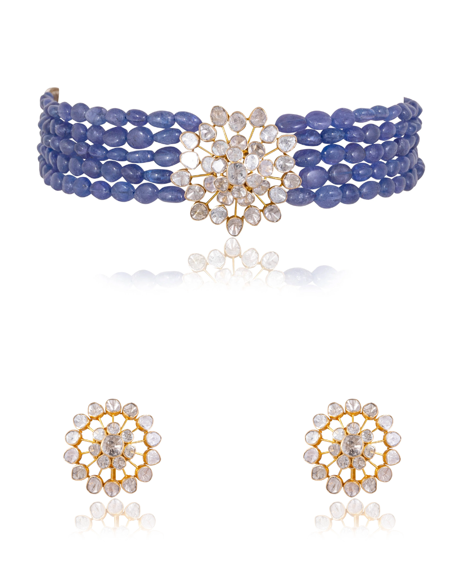 Sanjivani Bead Choker And Sanyukta Tops Polki Set