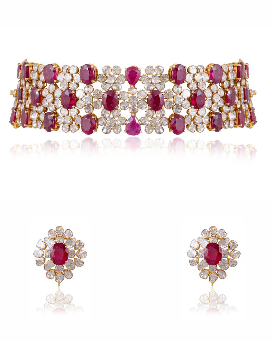 Arzia Choker And Saida Tops Polki Set