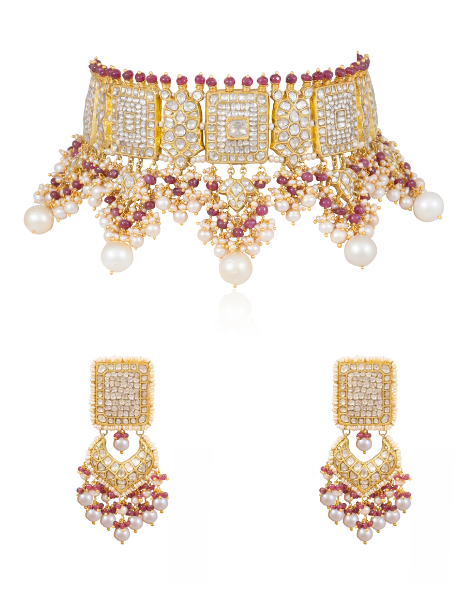 Kariyamna Choker And Vidya Chandbalis Polki Set