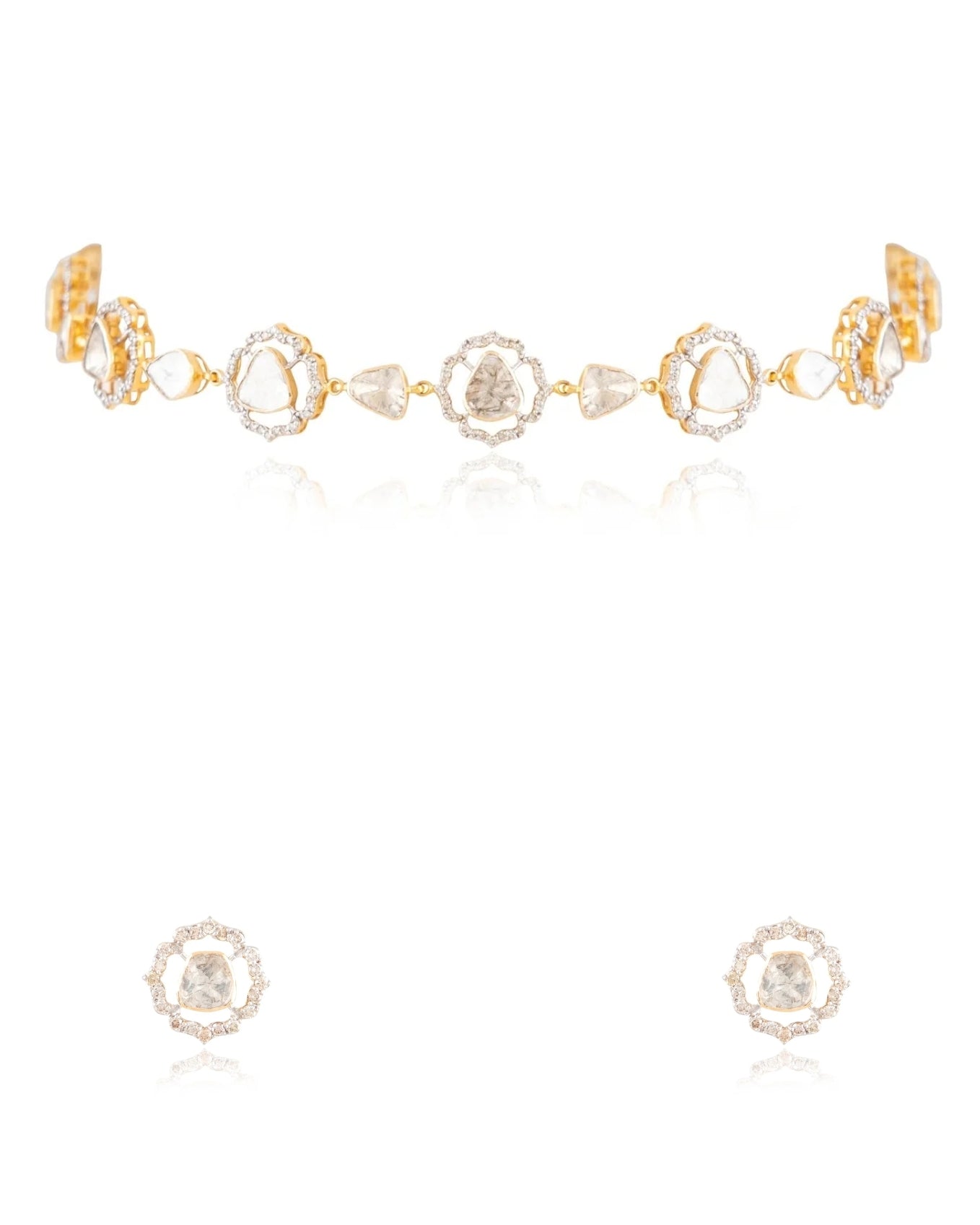 Lafiza Choker And Aiza Tops Polki And Diamond Set