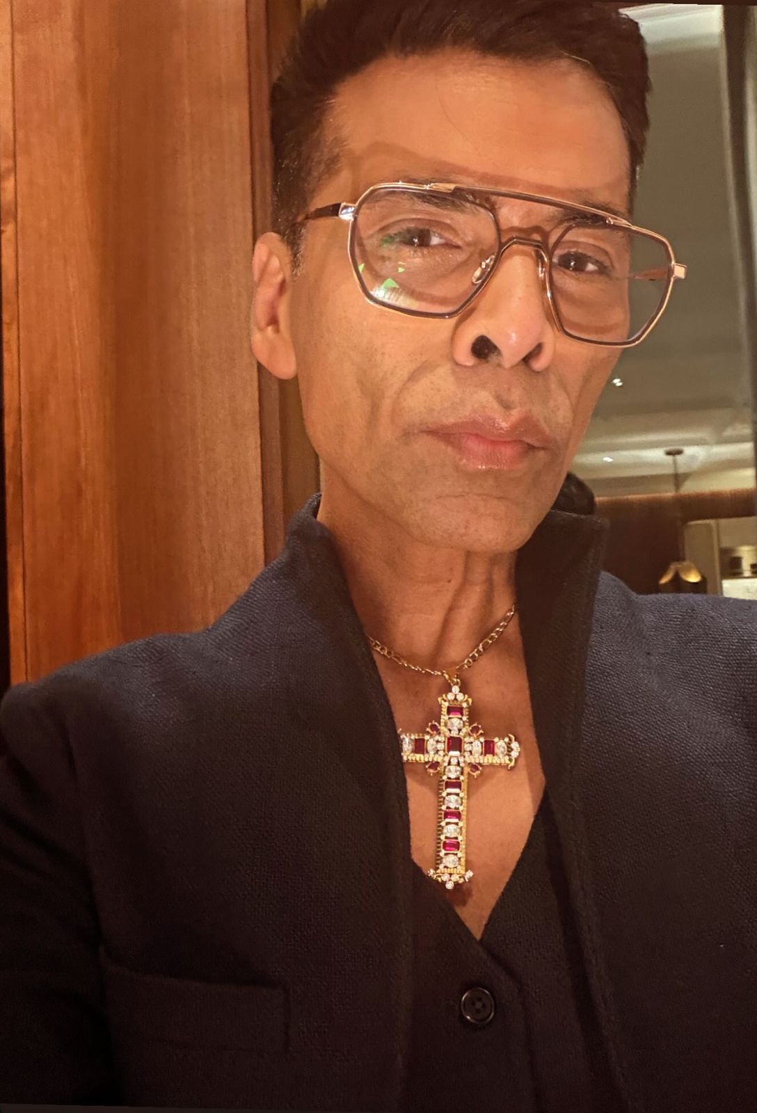 Karan Johar - Cross Ruby Diamond Pendant