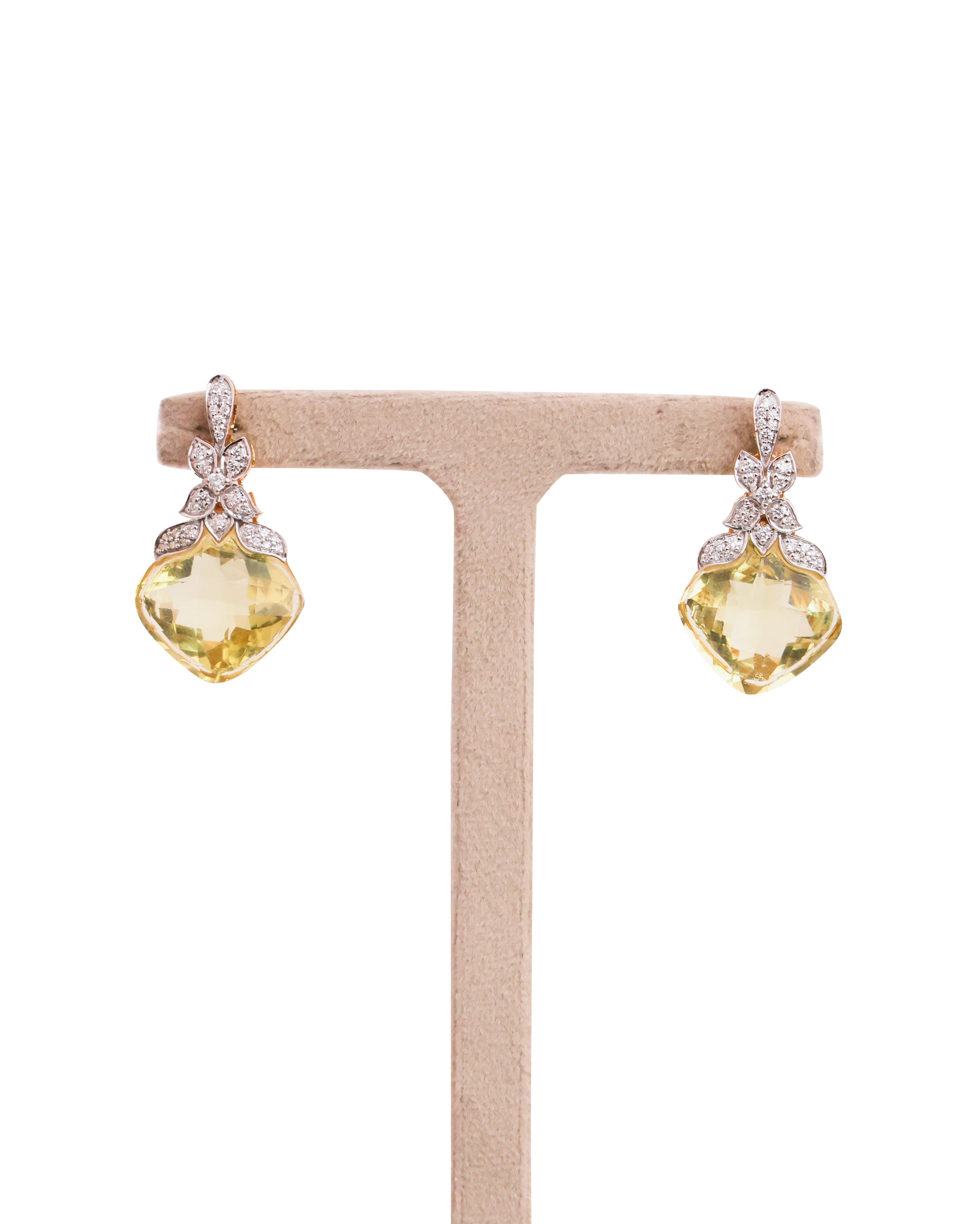 Yellow Stone Diamond Earrings