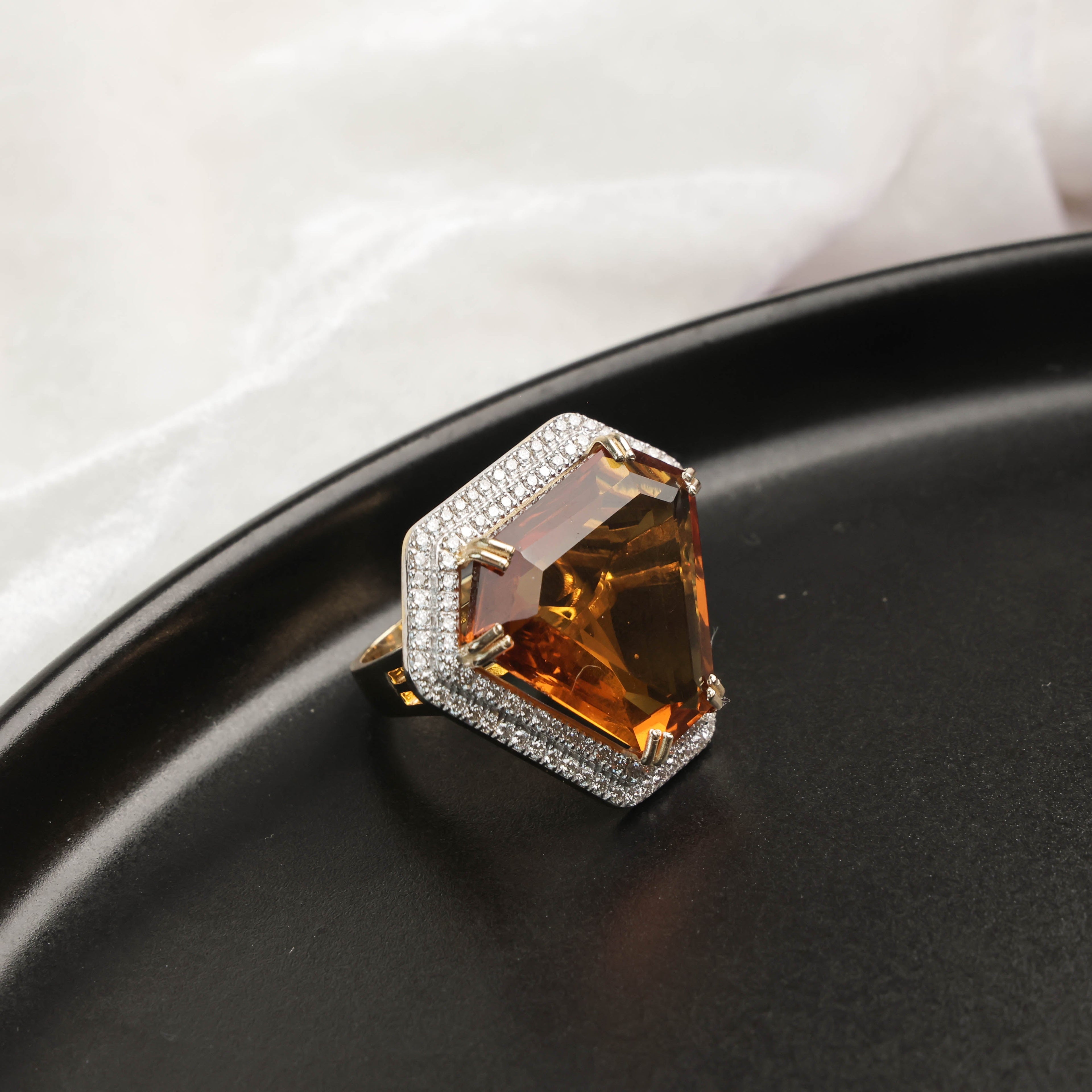 Yellow Stone Diamond Ring