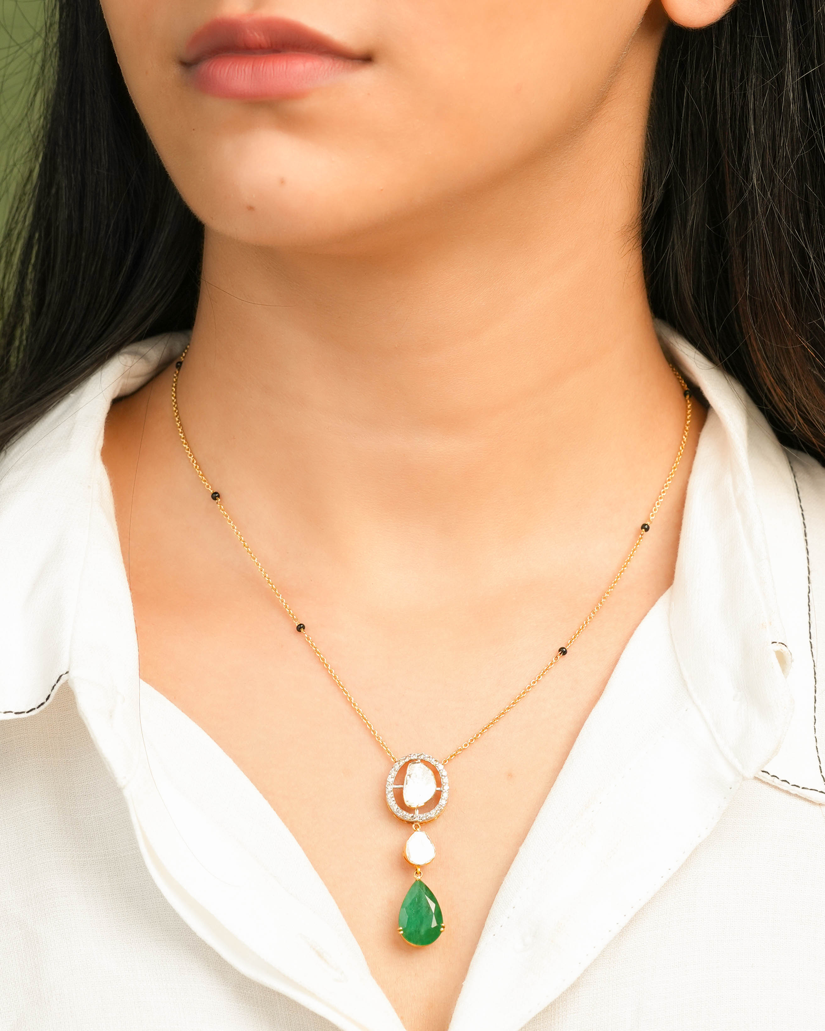 Naja Polki And Diamond Pendant