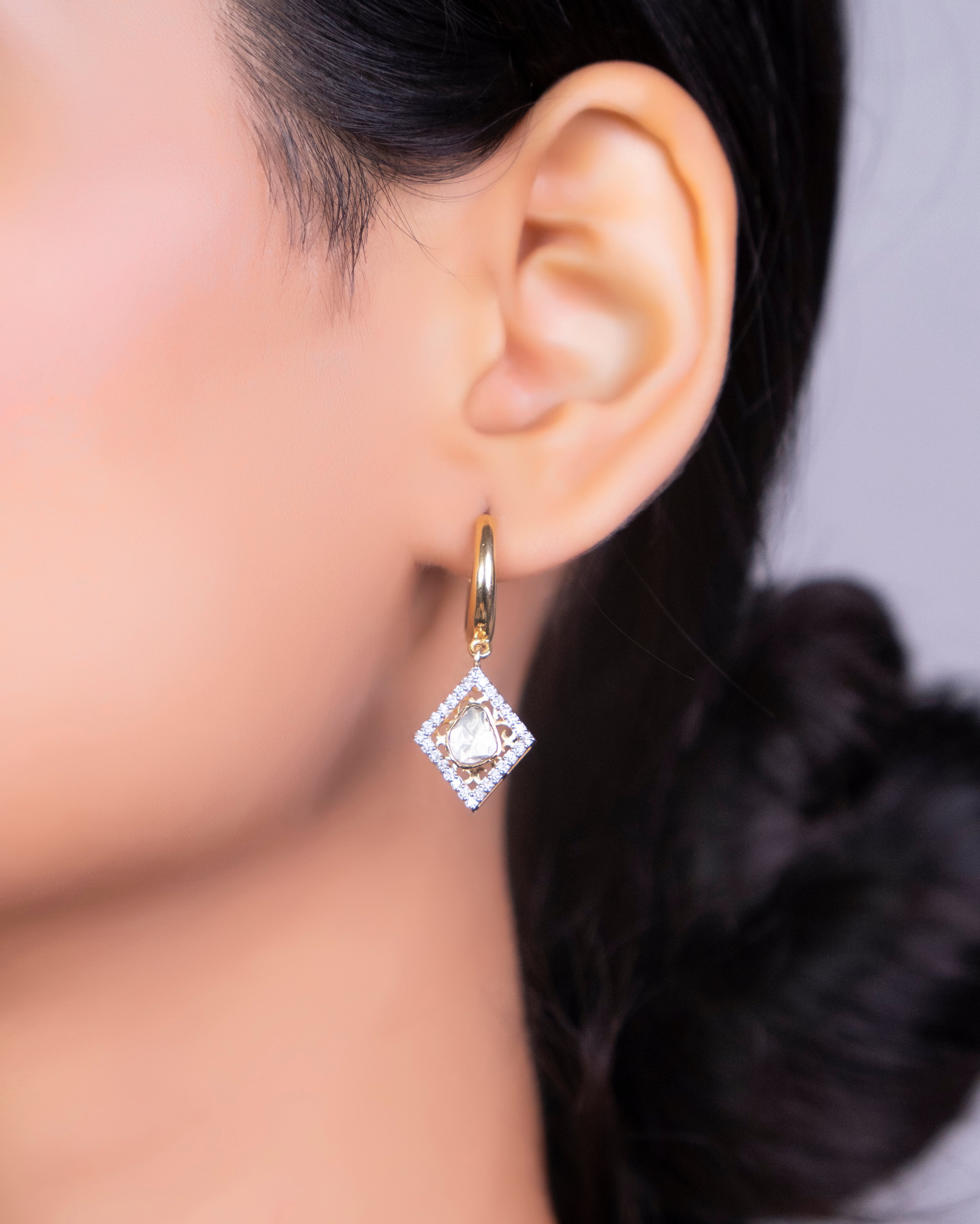 Trisha Polki And Diamond Earrings