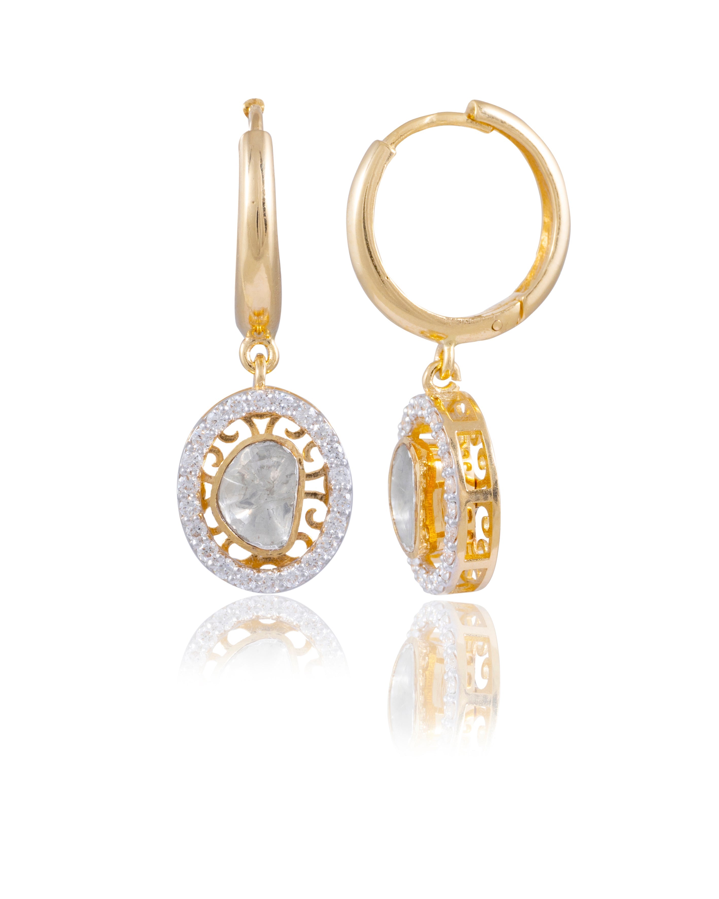 Marsha Polki And Diamond Hoops