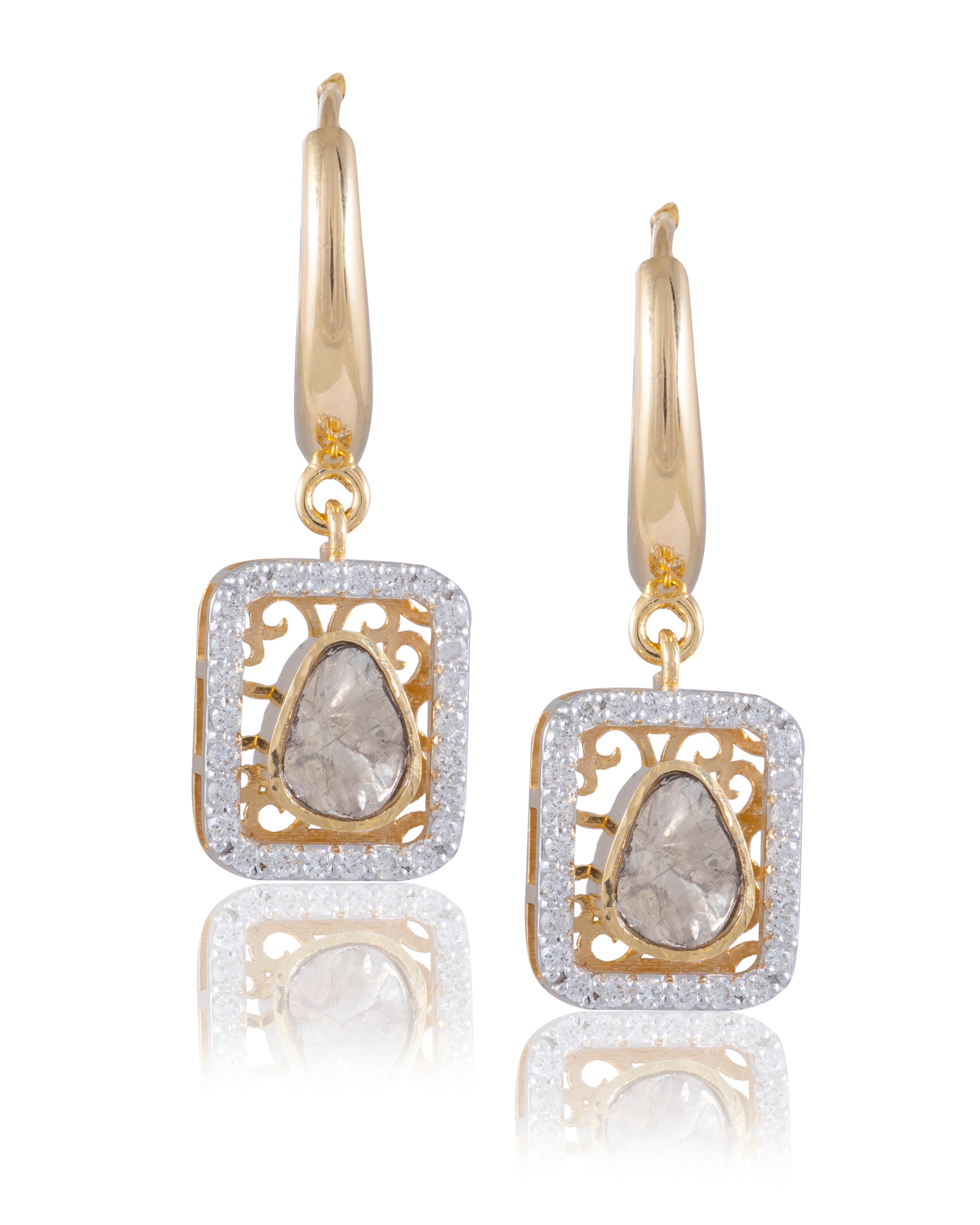 Vritika Polki And Diamond Hoops