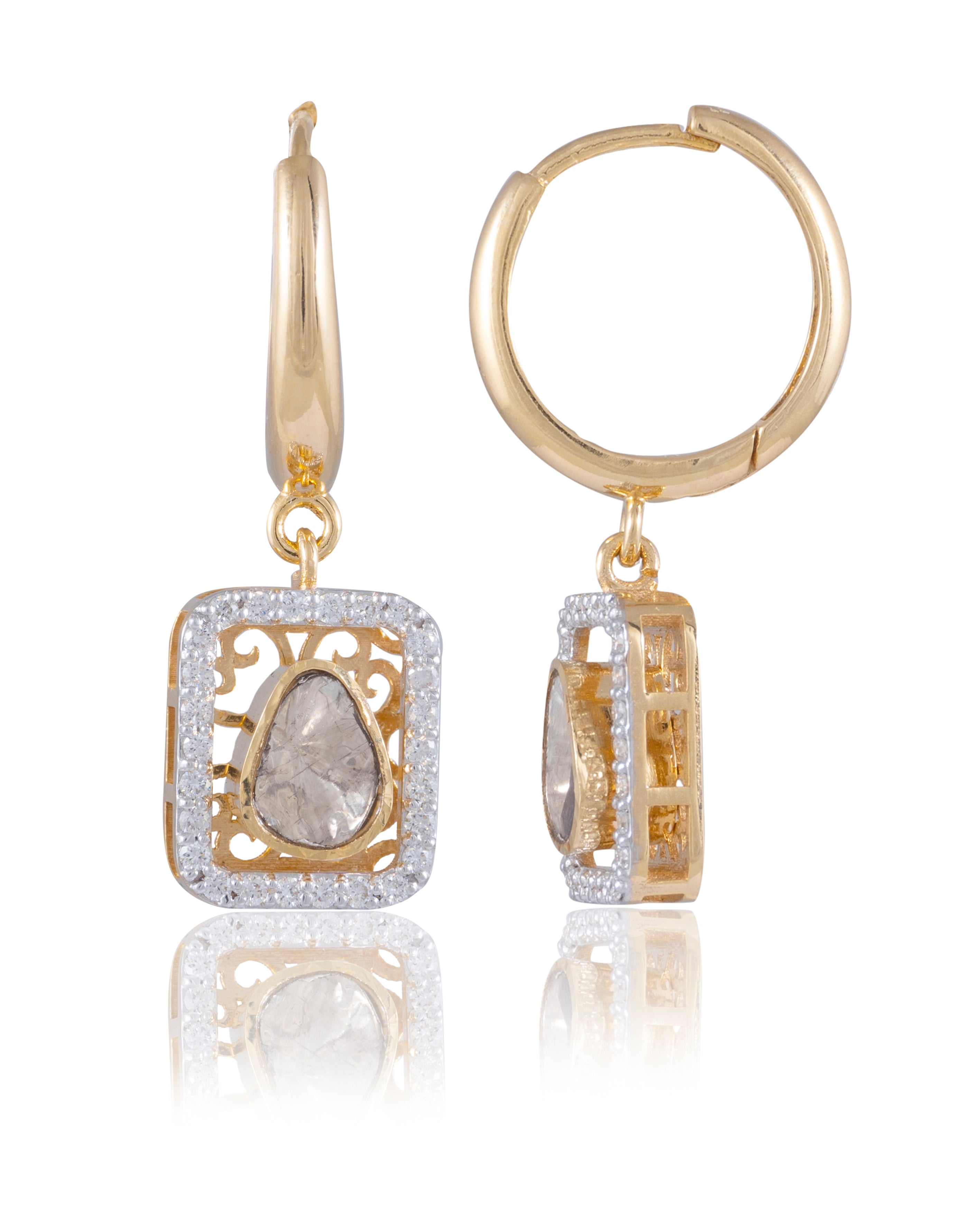 Vritika Polki And Diamond Hoops