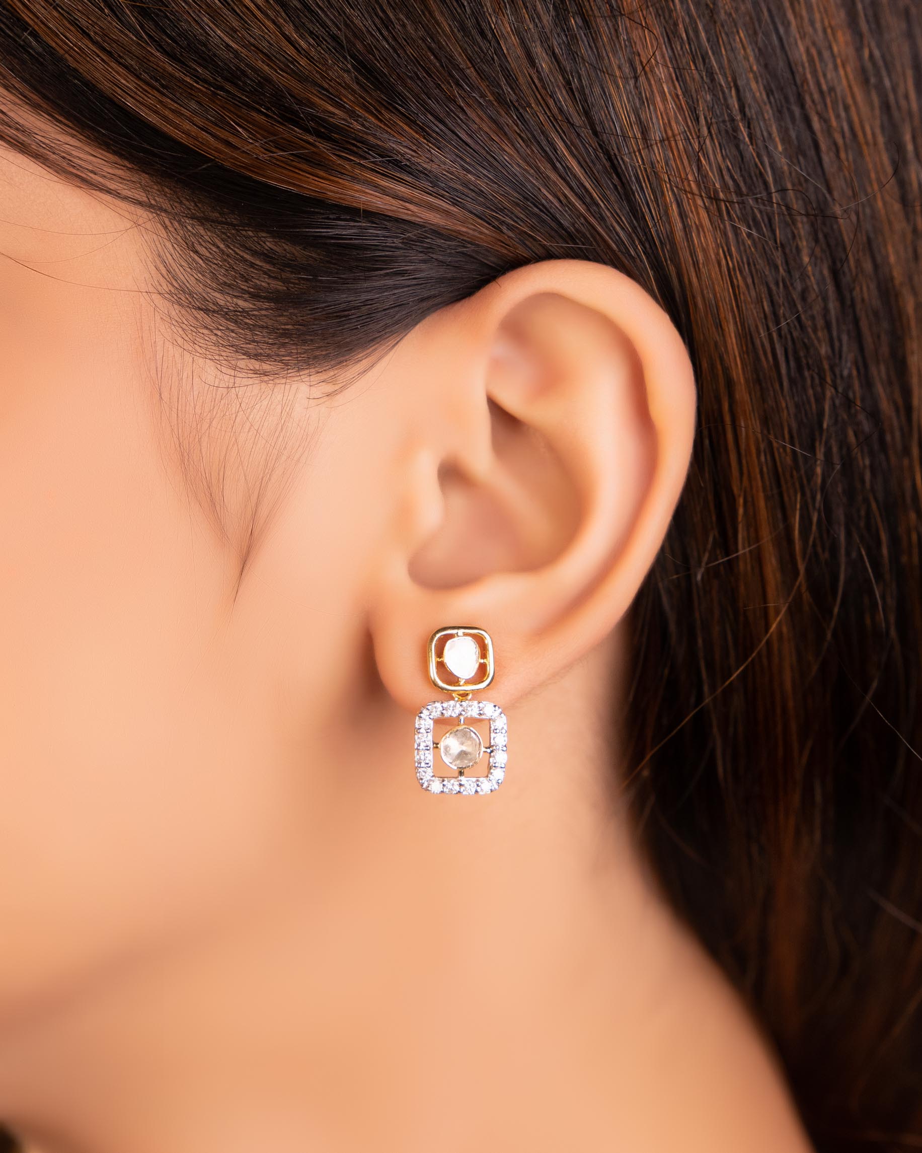Vaishali Polki And Diamond Earrings