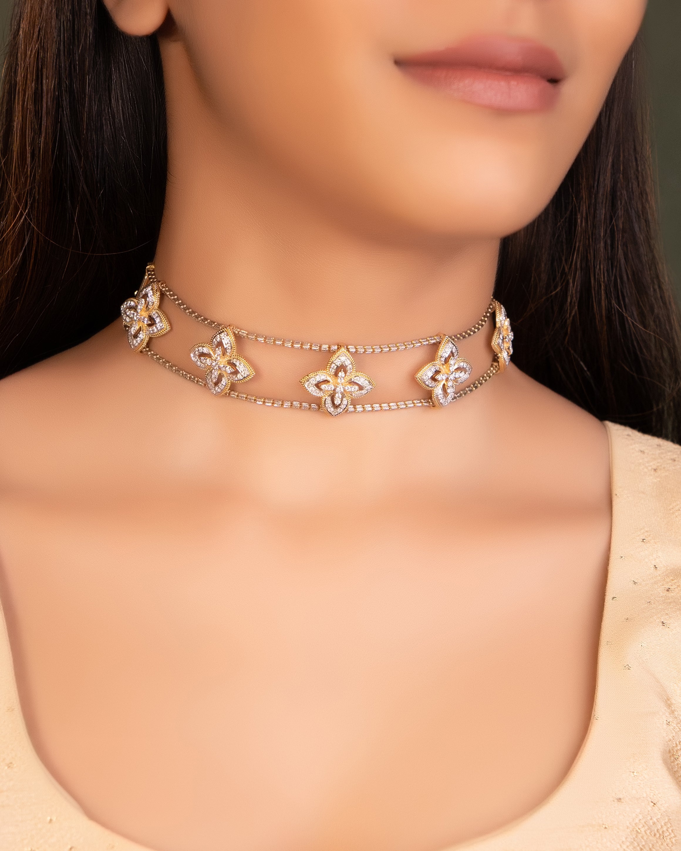 Floral Diamond Choker