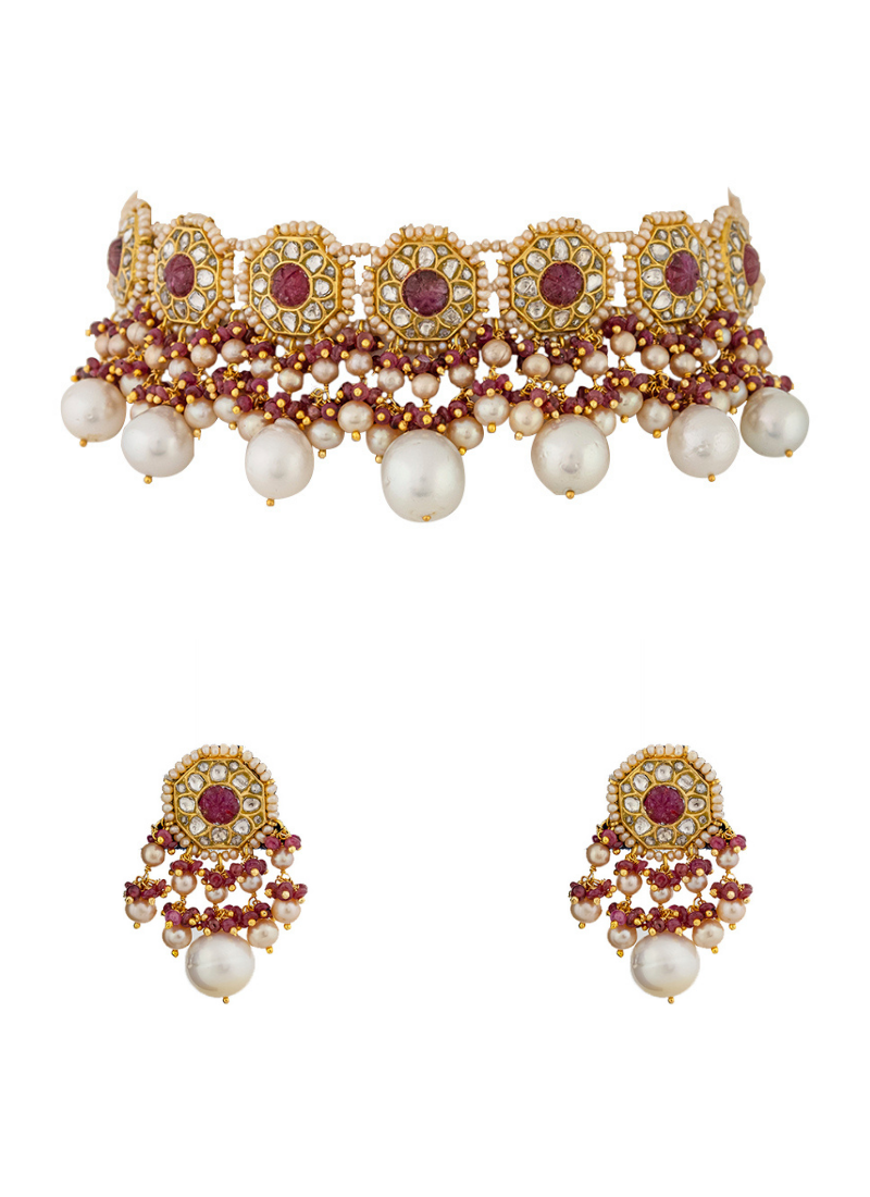 Olivia Choker and Riya Tops Polki Set