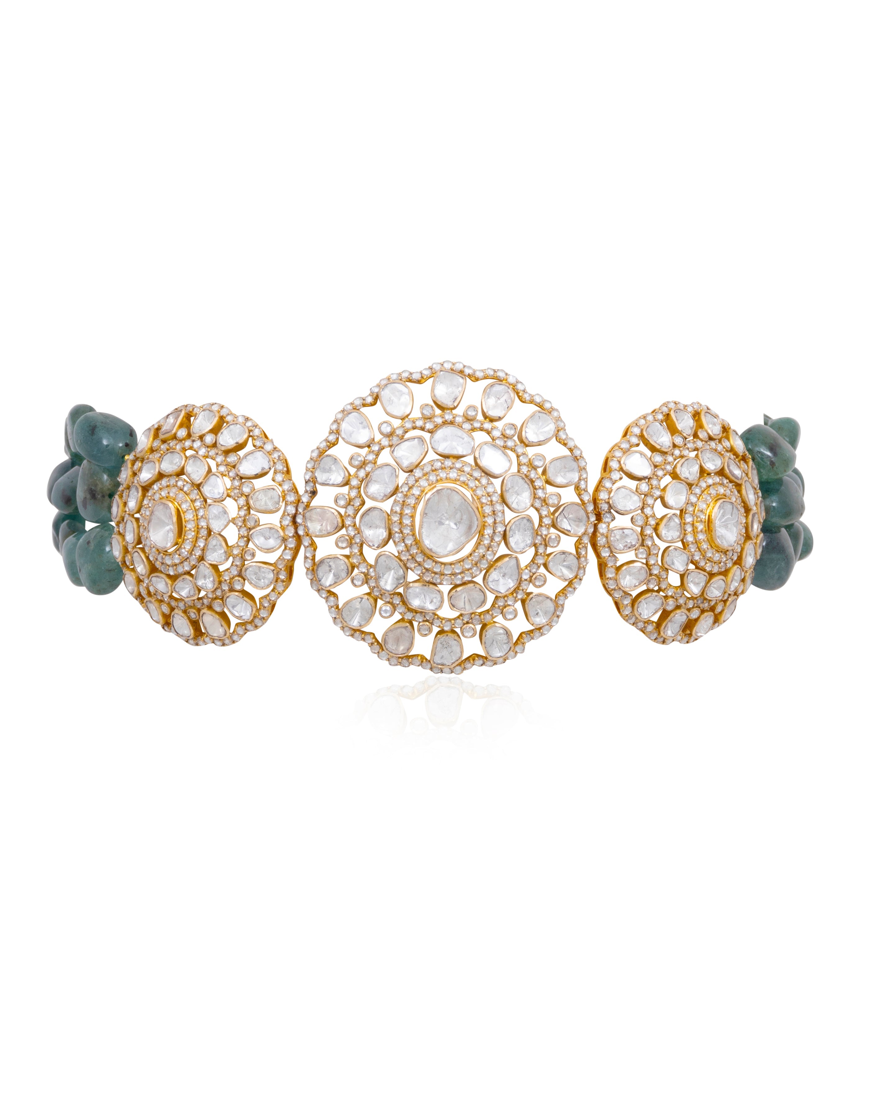 Gauri Bead Choker and Bavna Tops Polki Set