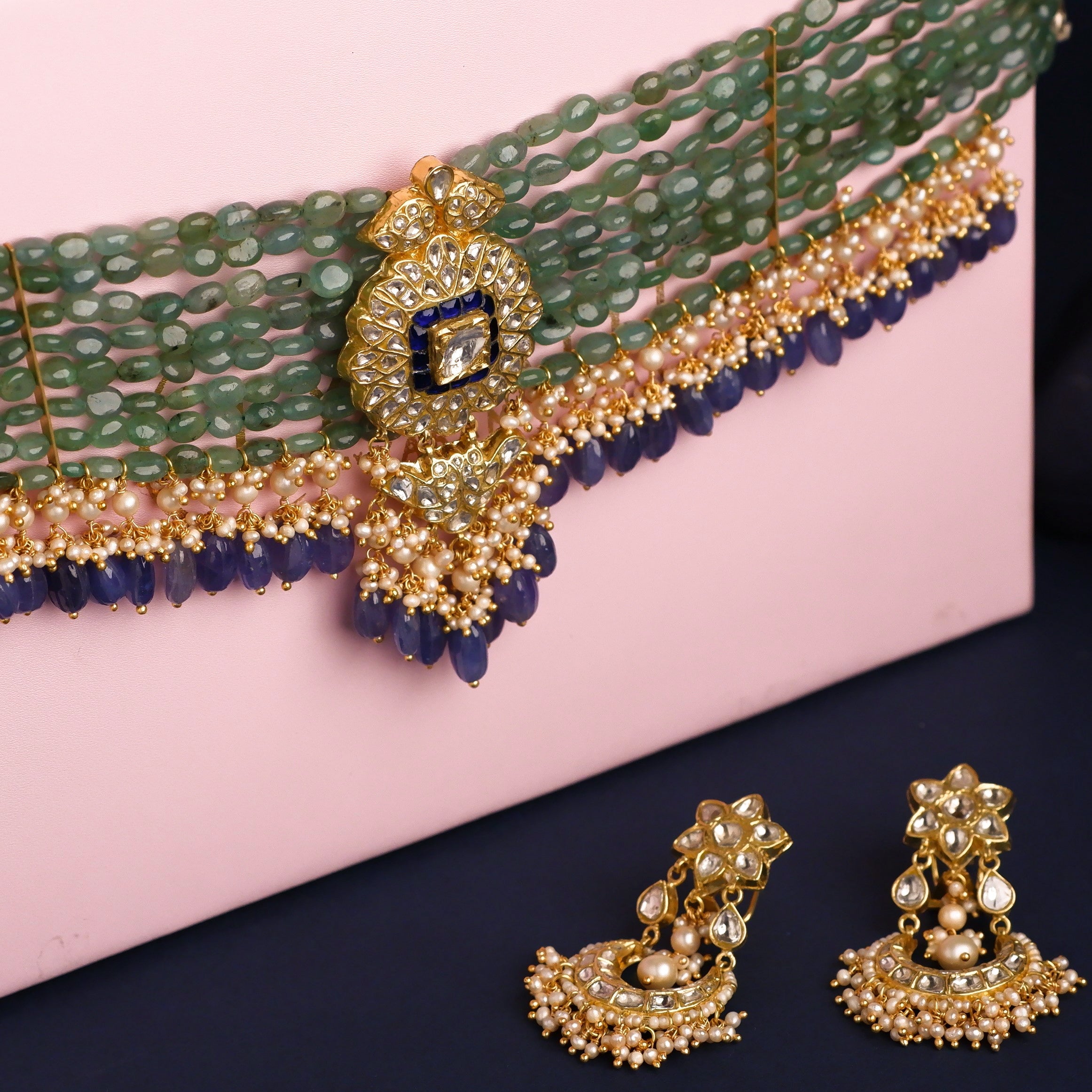 Jewellery Set Clara Jewellery Clara Polki Bead Choker – Tyaani