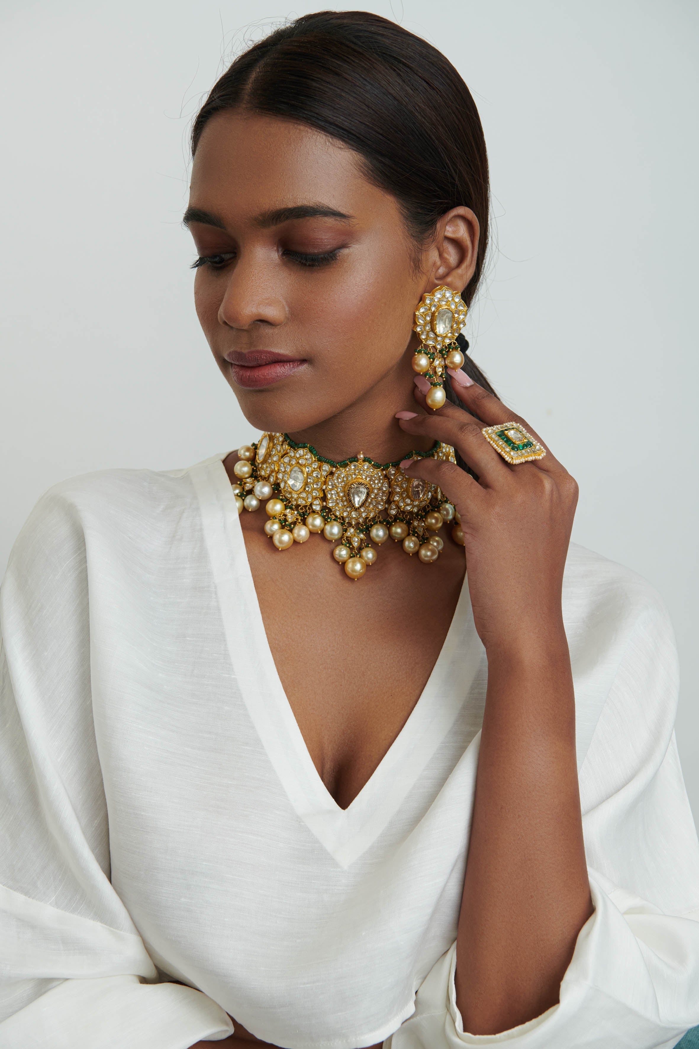 Tarika Polki Long Earrings