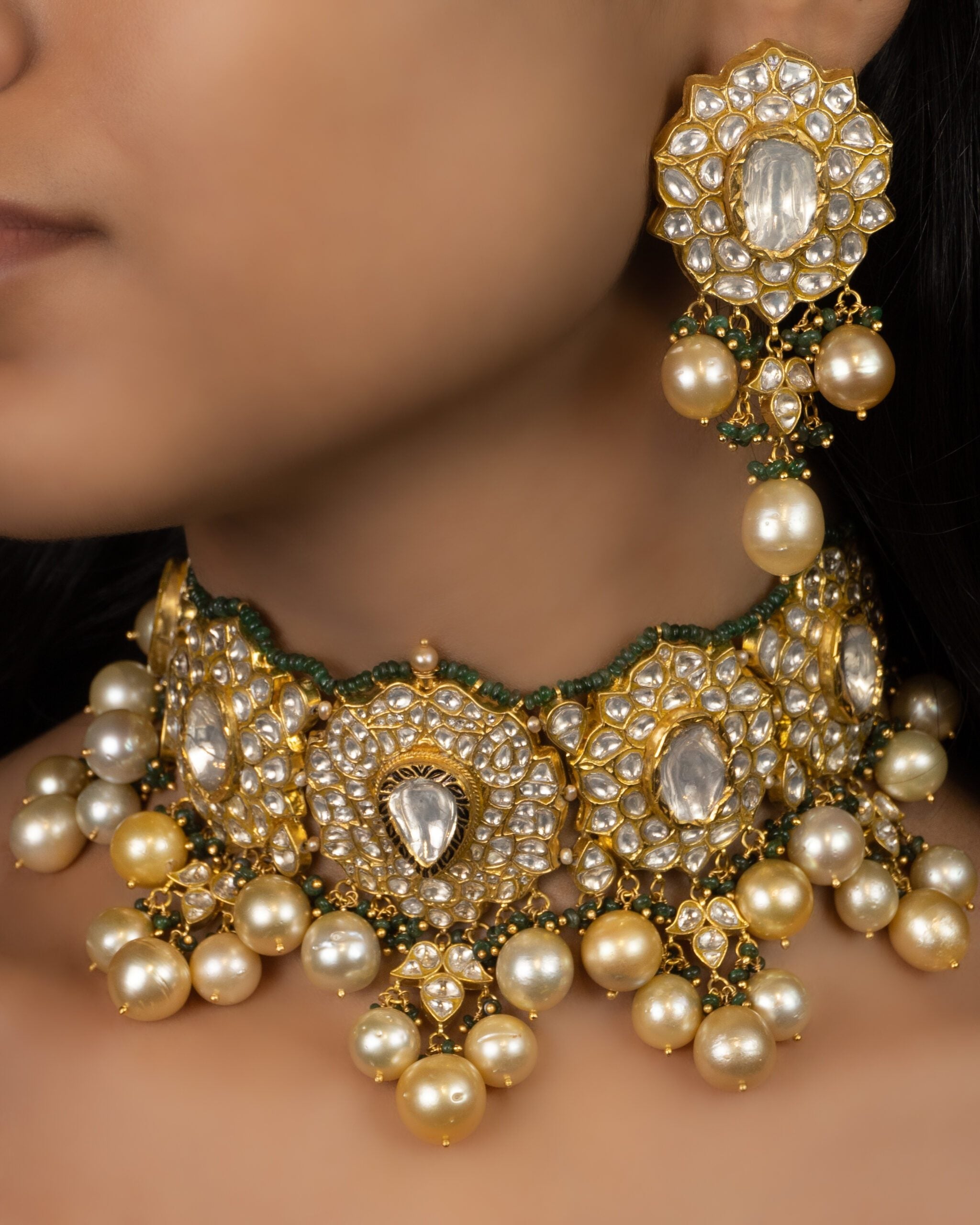 Darshi Choker and Tarika Earrings Polki Set