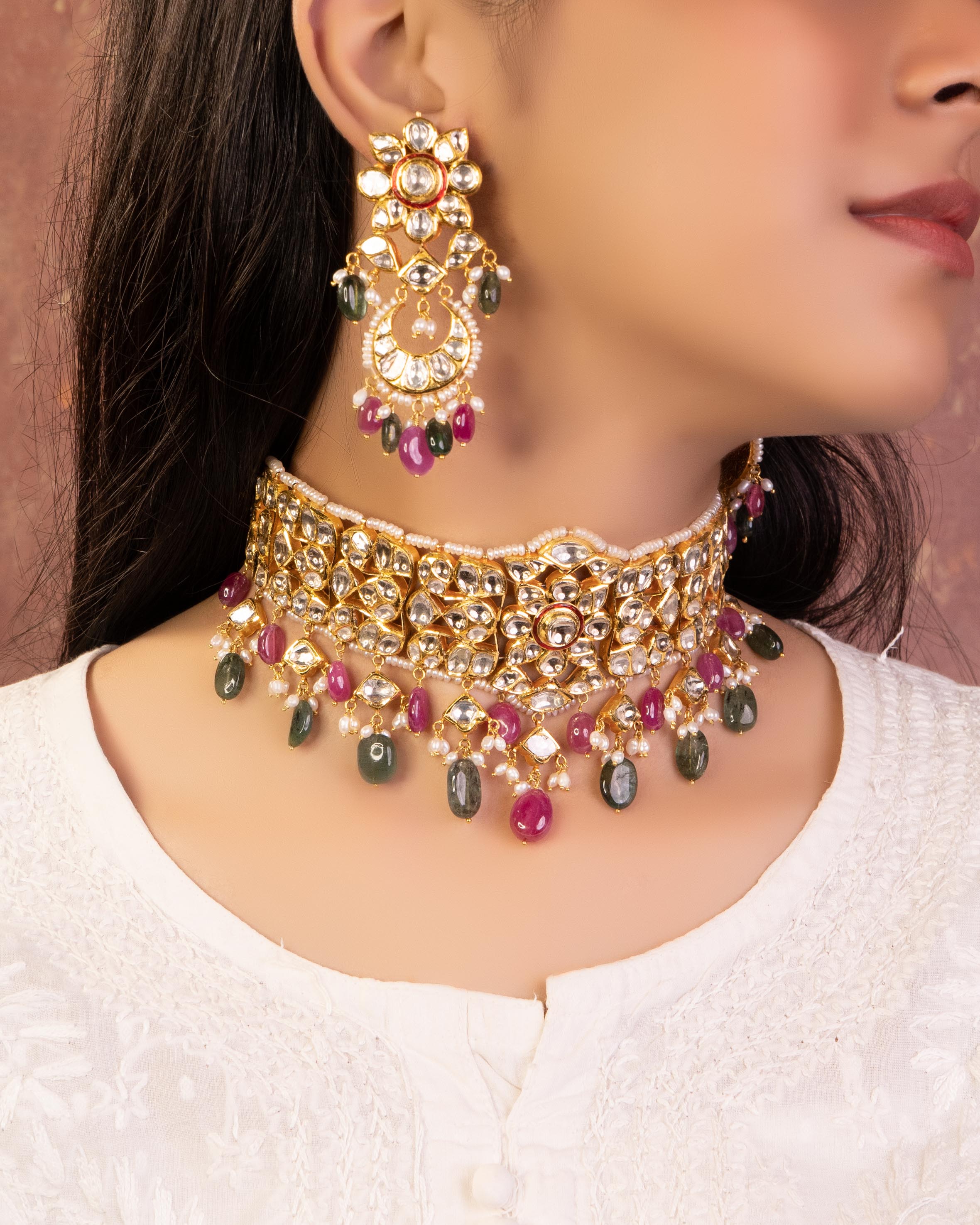 Tamana Jadau Polki Long Earrings